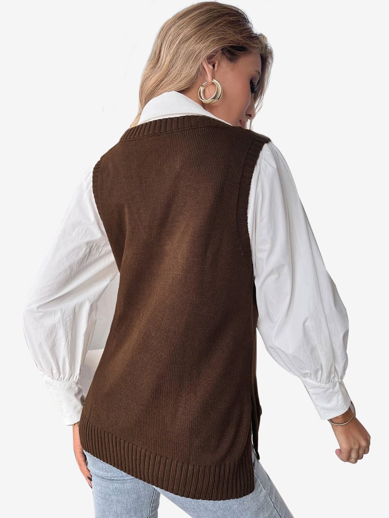 Autumn Split Hem Sweater Vest