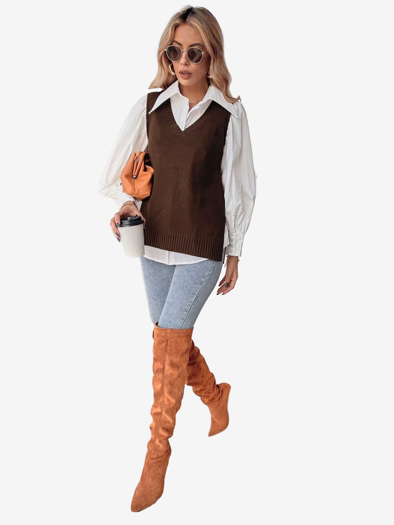 Autumn Split Hem Sweater Vest