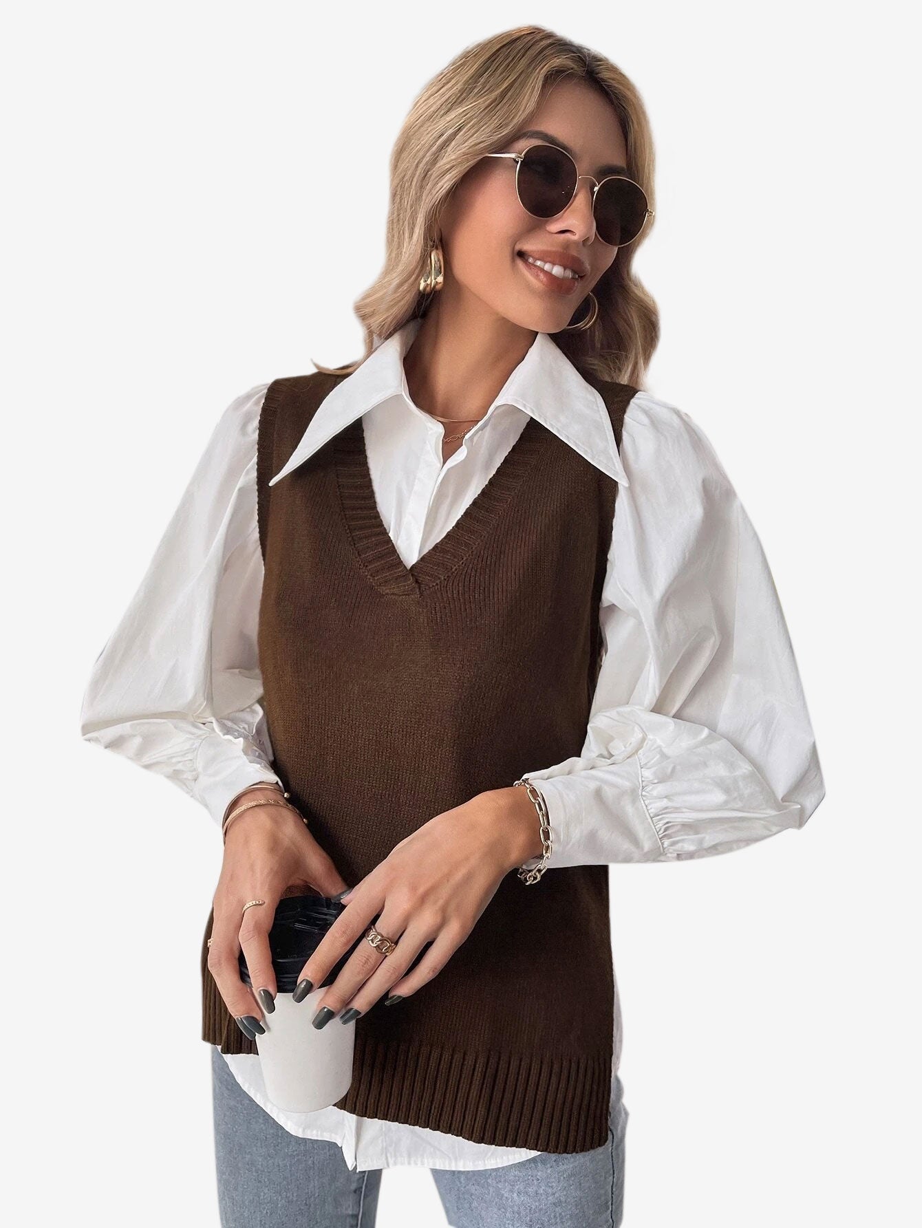 Autumn Split Hem Sweater Vest