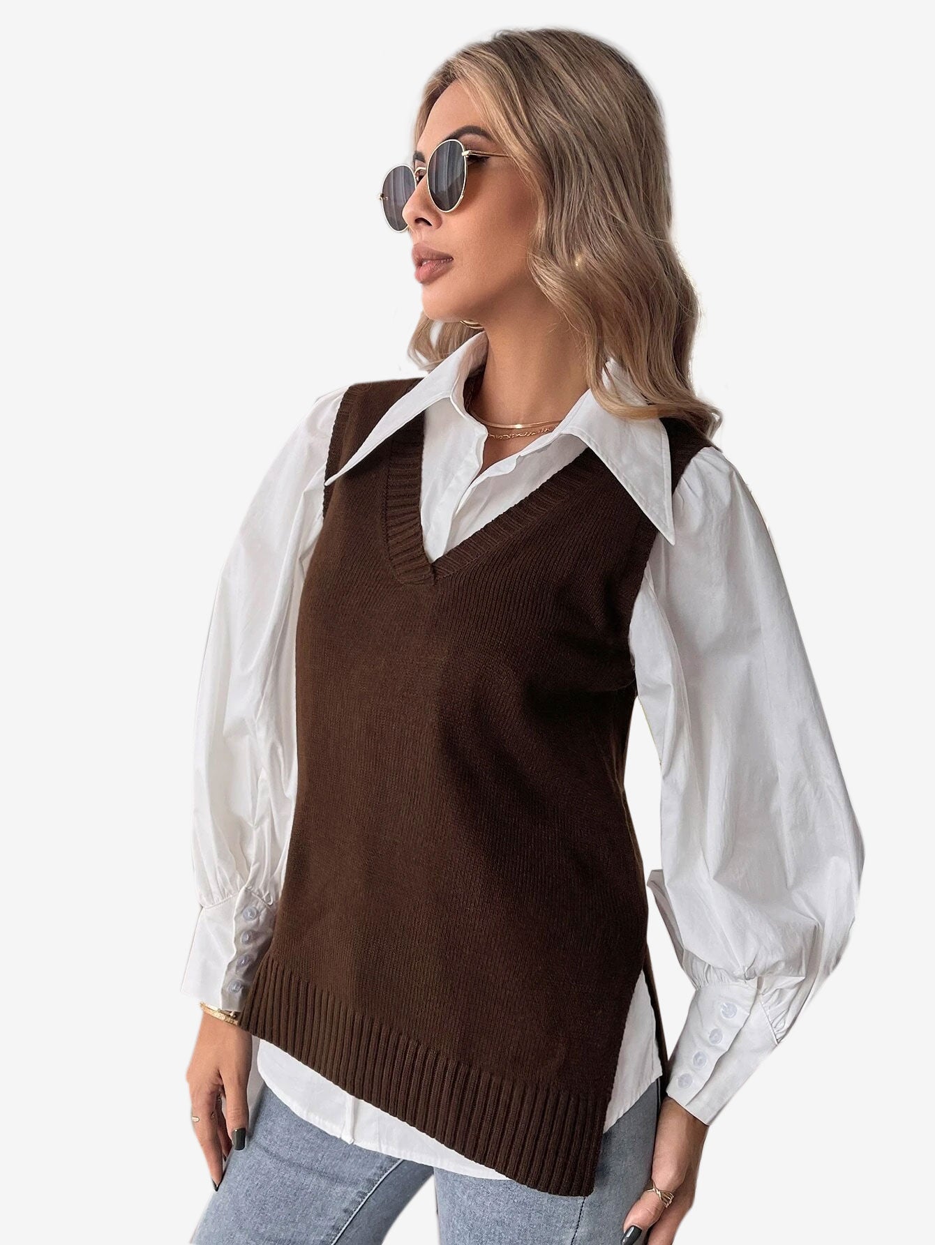 Autumn Split Hem Sweater Vest
