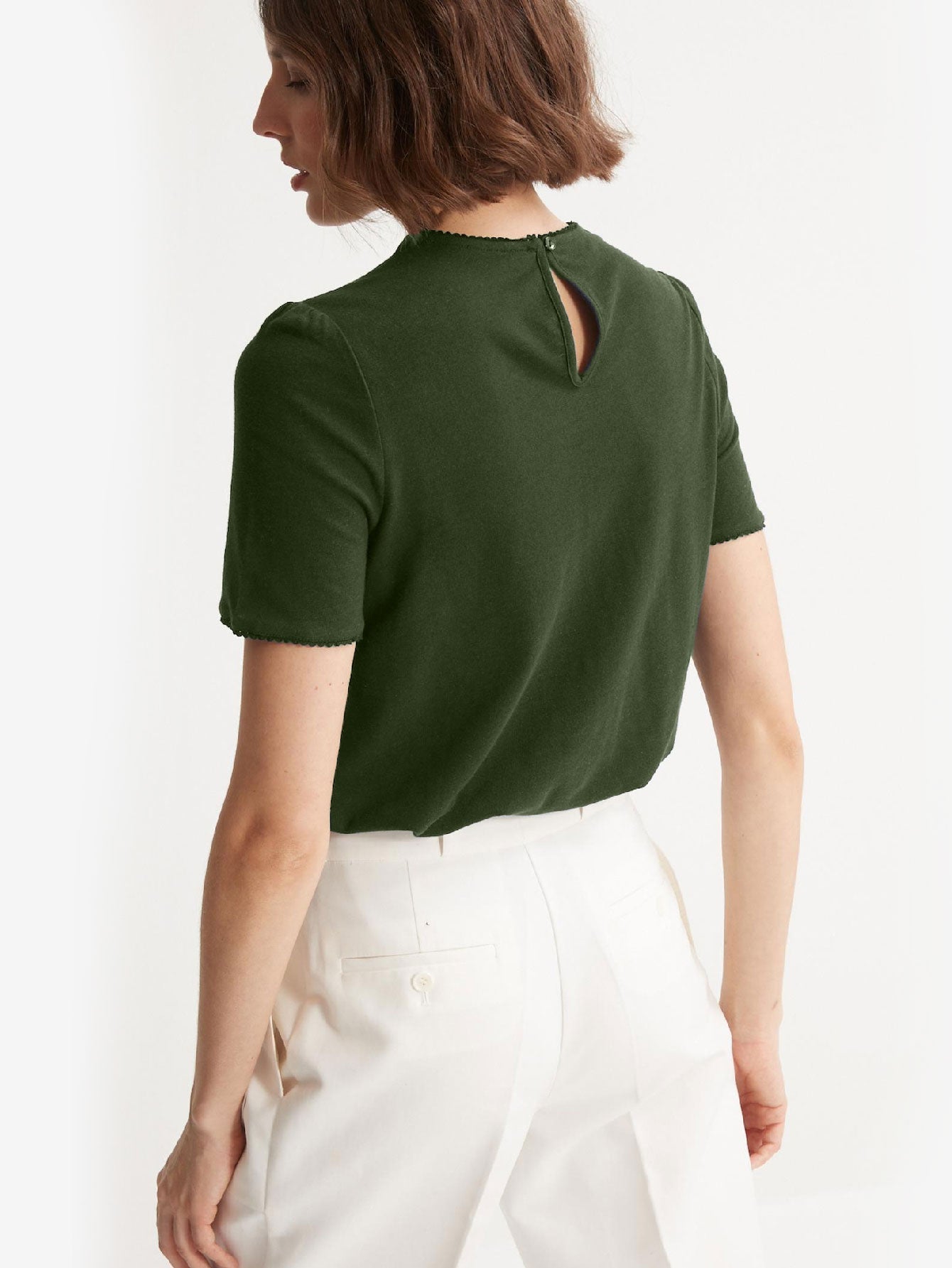 Embroidered Linen And Cotton T-shirt