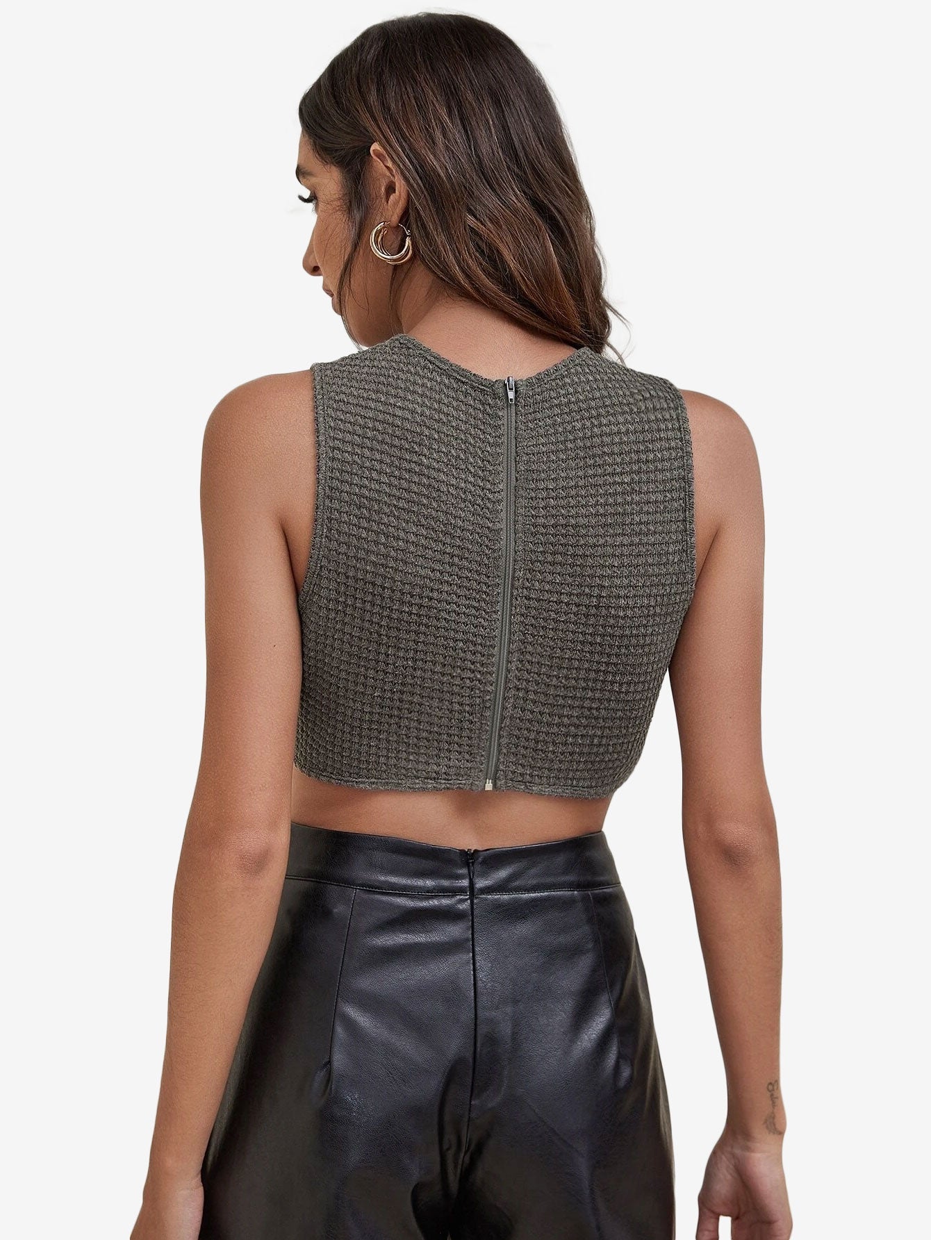 Appealing Waffle Knit Crop Tank Top