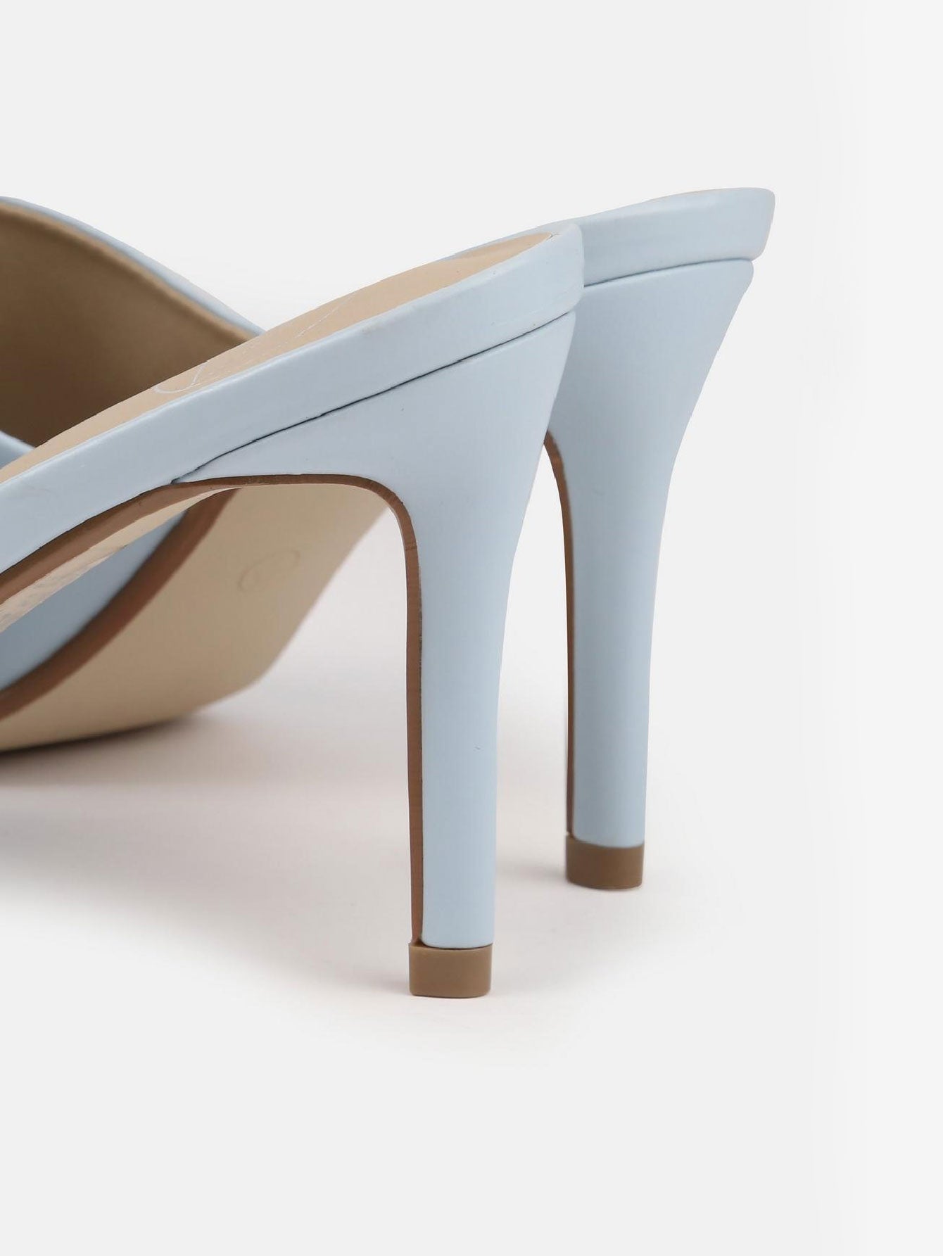 Faux Leather Mid Heel Mule Sandals