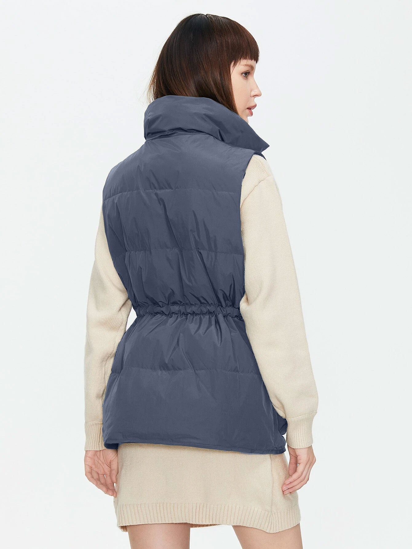 Drawstring Waist Vest Winter Coat