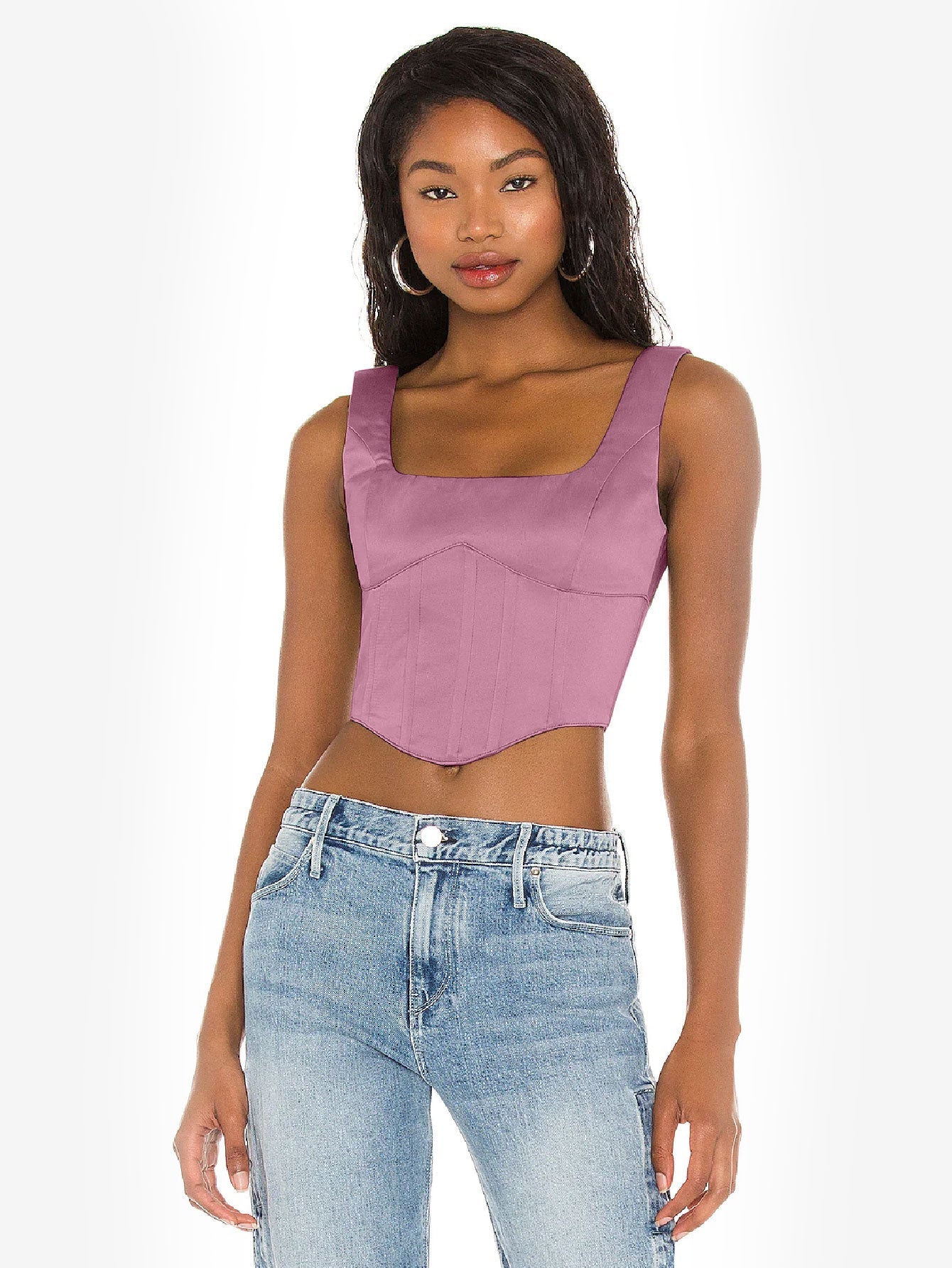 Appealing Satin Lace Up Bustier Top