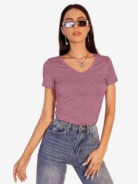 Heathered Knit V-Neck Tee