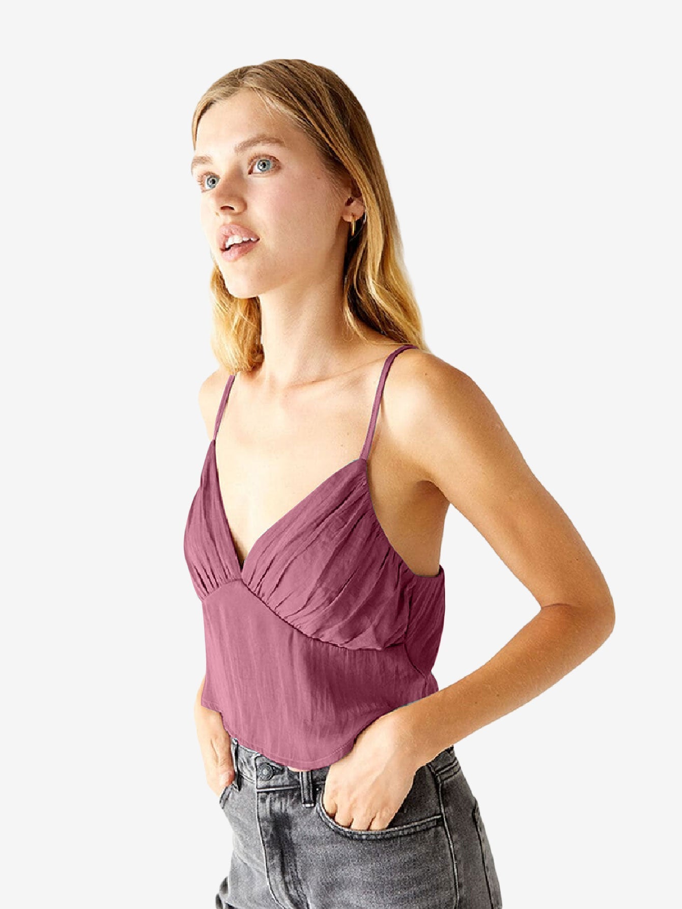 Hearts Ruched Satin Tank Top