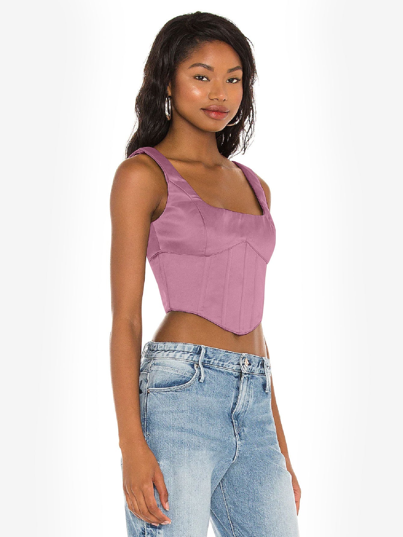 Appealing Satin Lace Up Bustier Top