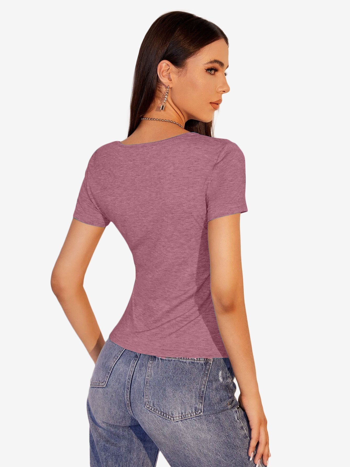 Heathered Knit V-Neck Tee