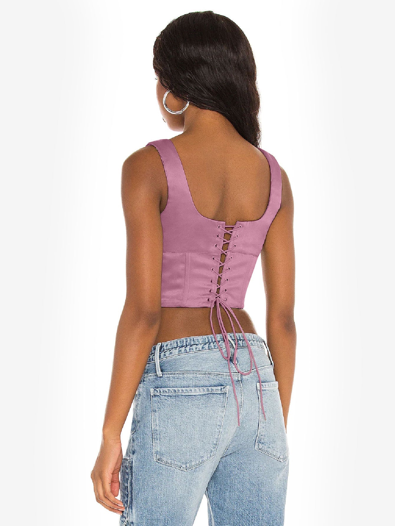 Appealing Satin Lace Up Bustier Top