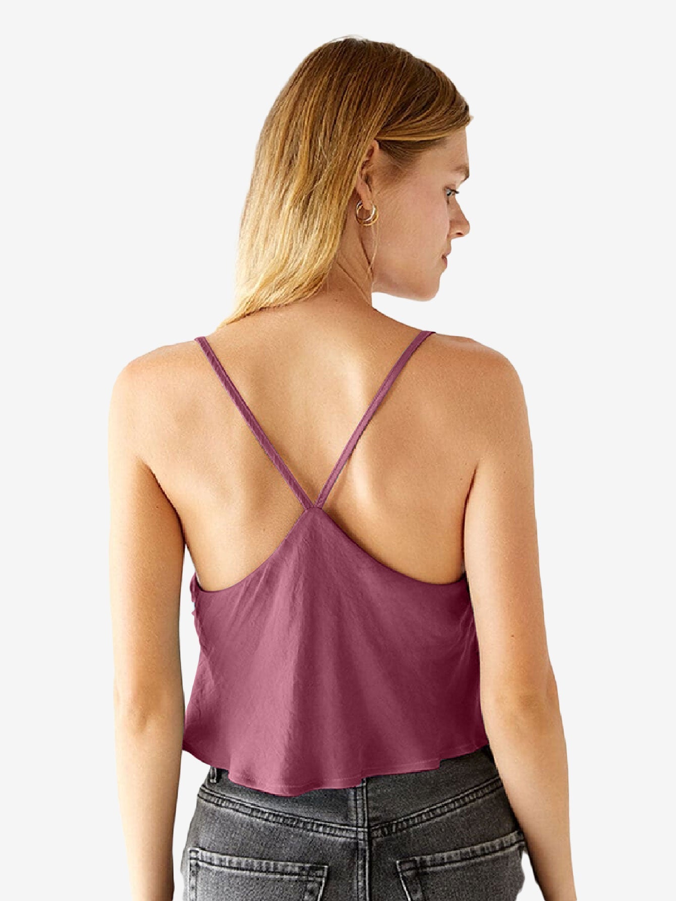 Hearts Ruched Satin Tank Top