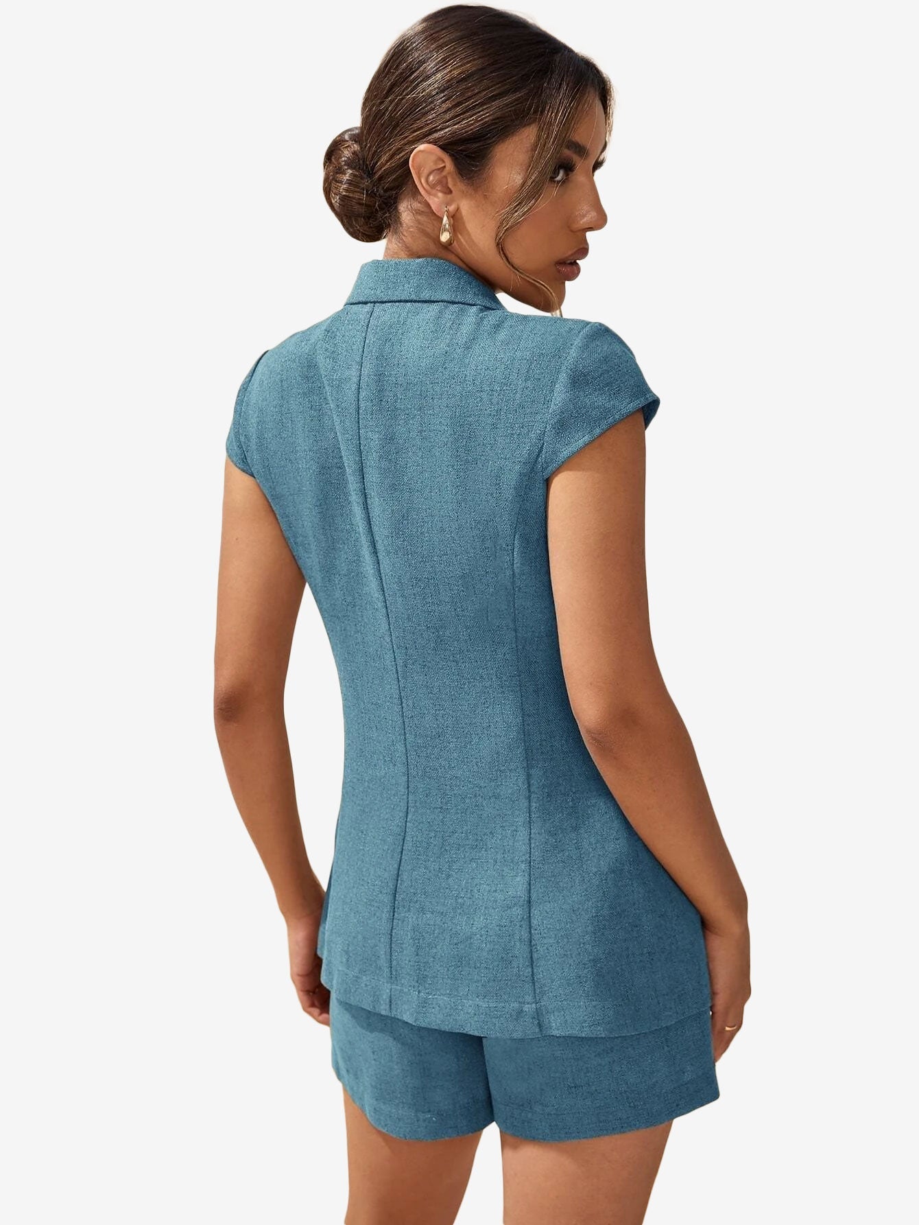 Double Button Vest _ Shorts Suit Set