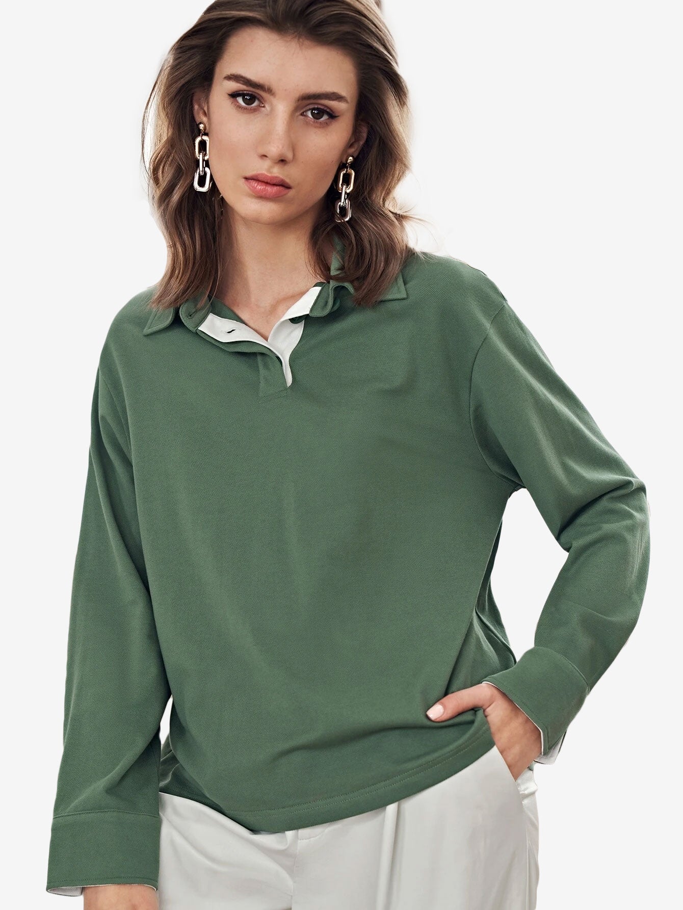 Cotton Basic Button Polo Shirt