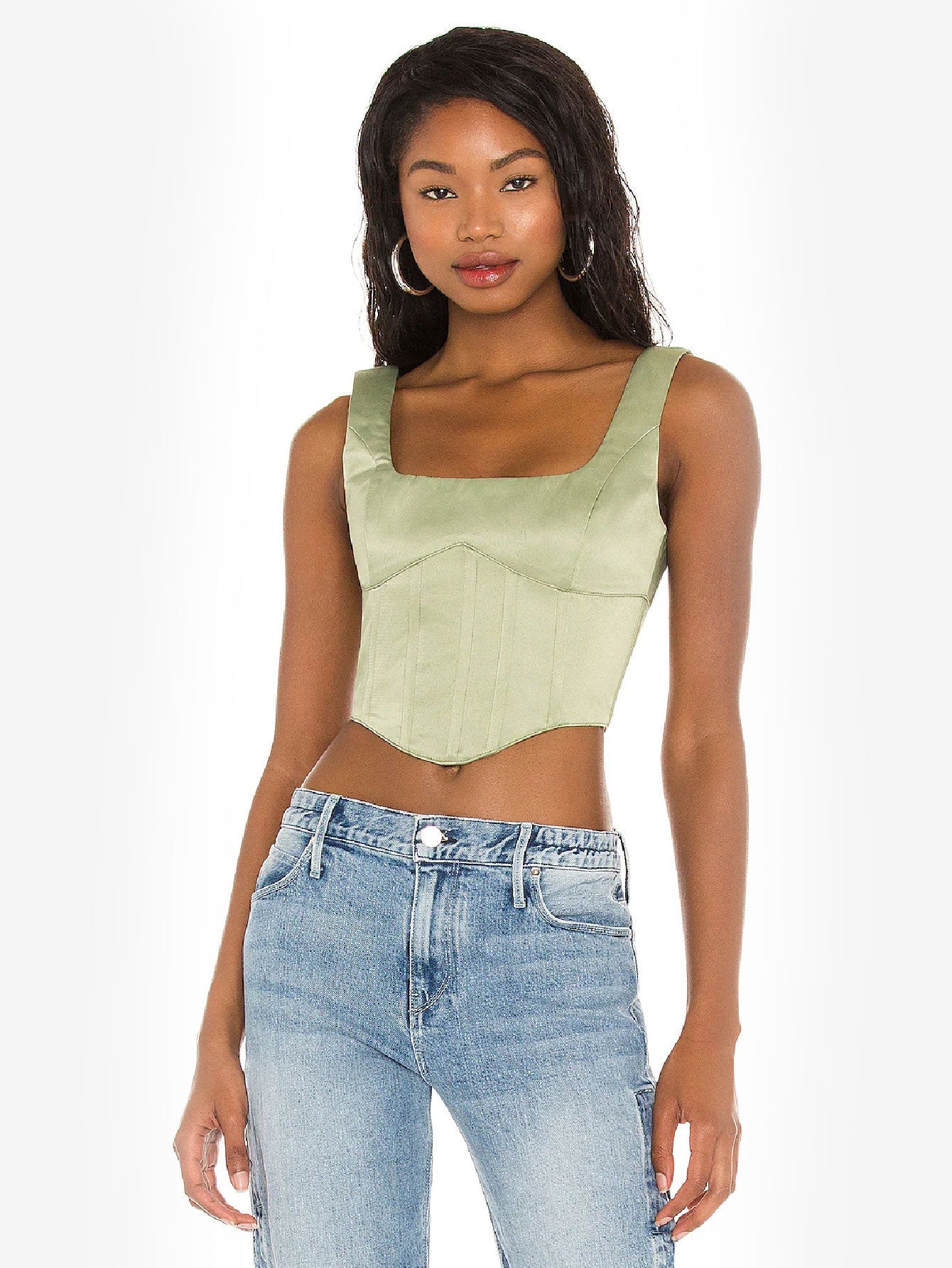 Appealing Satin Lace Up Bustier Top