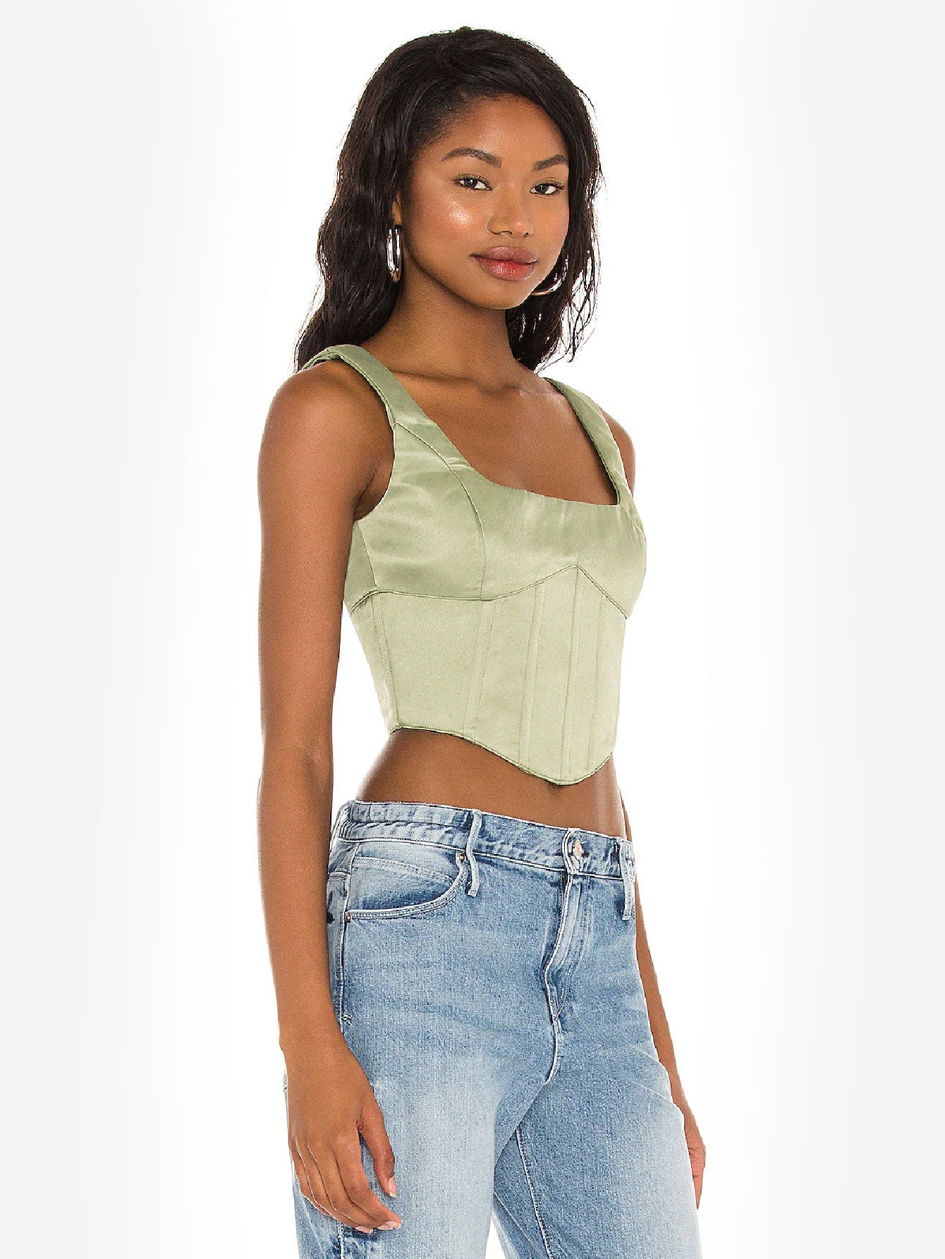 Appealing Satin Lace Up Bustier Top