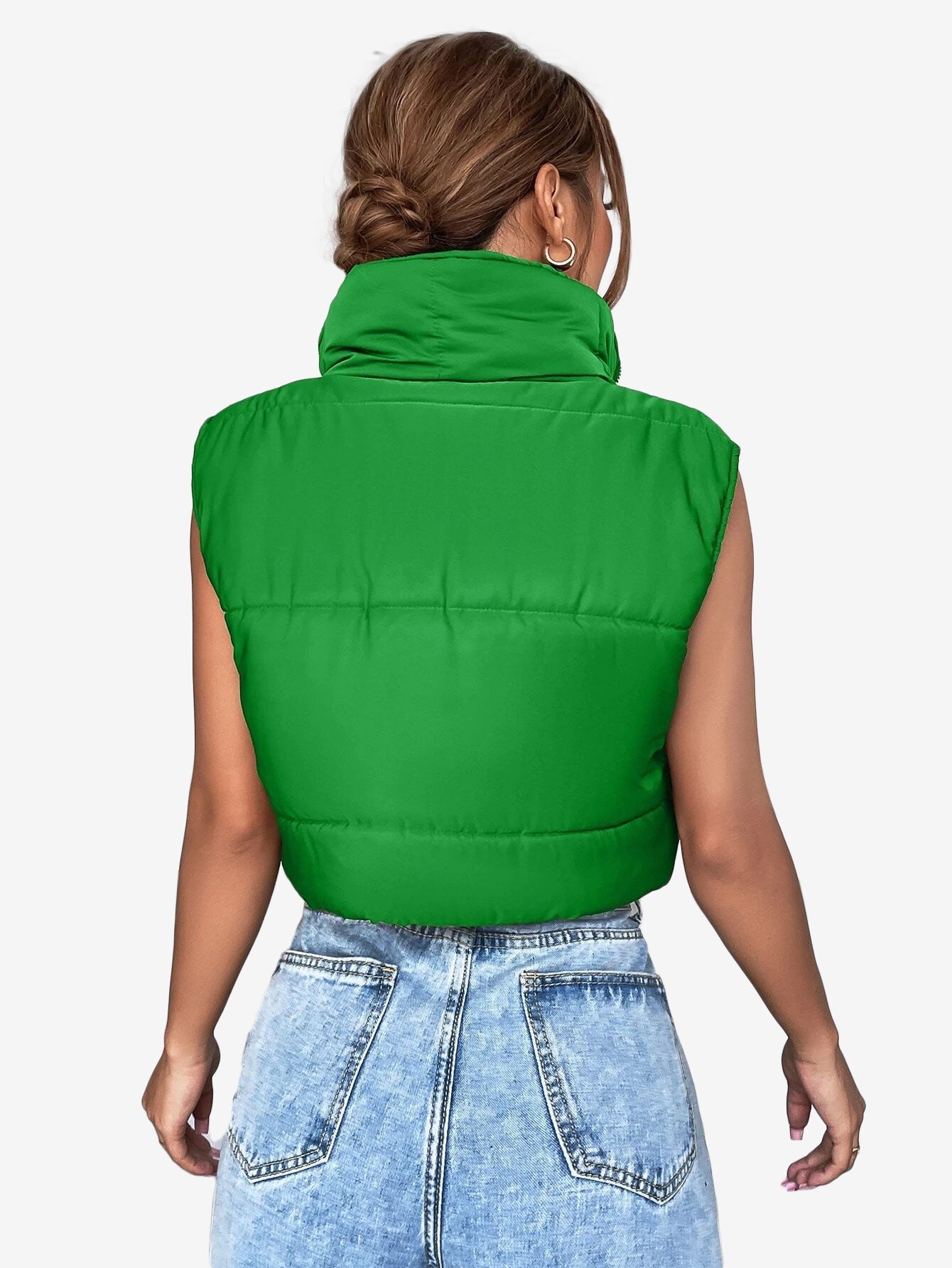 Crop Sleeveless Puffer Coat