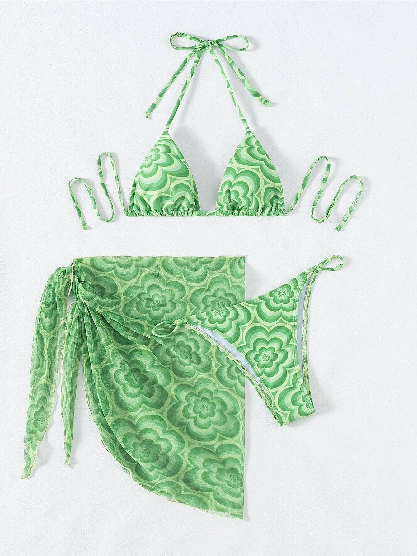 Floral Triangle Thong Bikini 3pack