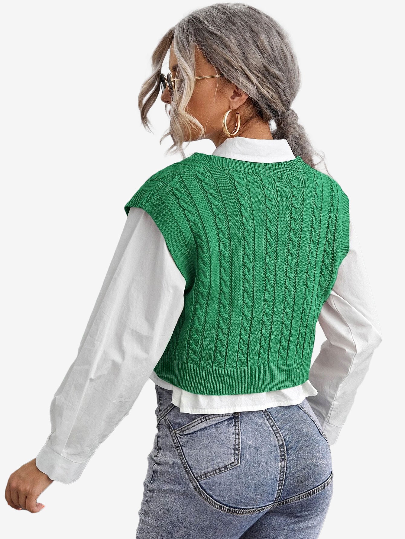 Cable Knit V-neck Sweater Vest
