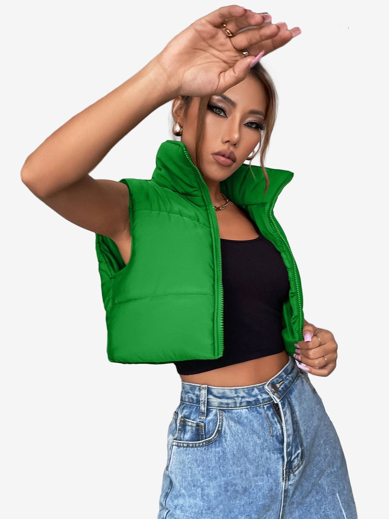Crop Sleeveless Puffer Coat