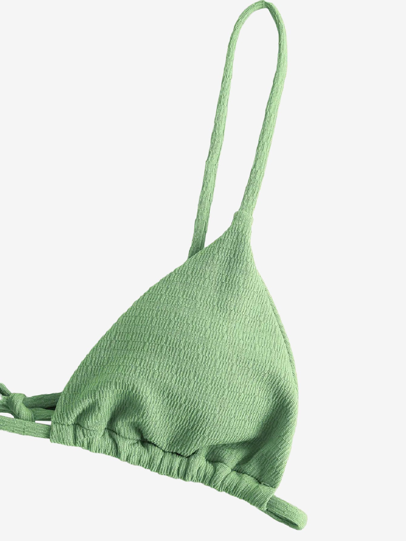 Attractive Textured Tie String Bikini Swimwear