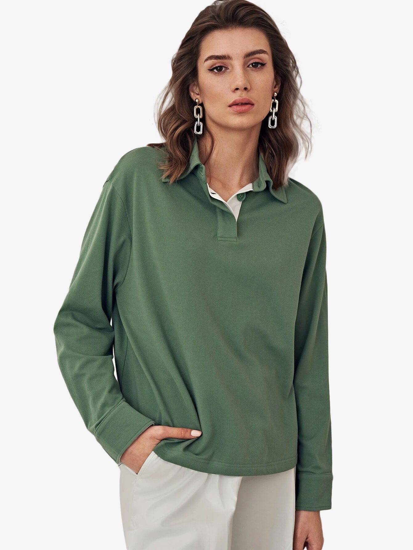 Cotton Basic Button Polo Shirt