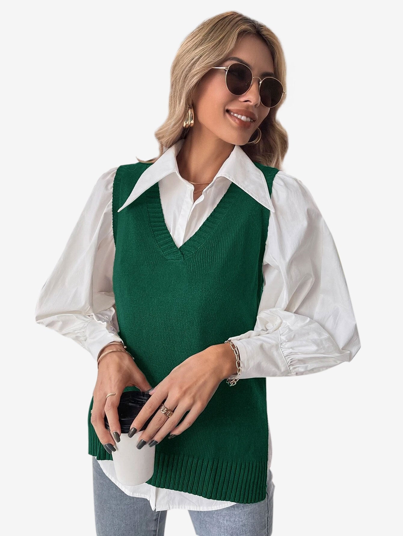 Autumn Split Hem Sweater Vest