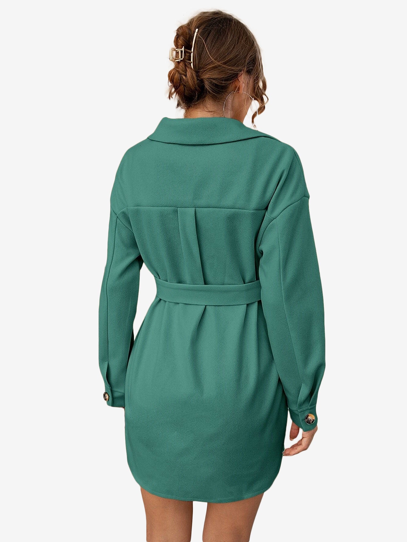 Drop Shoulder Flap Pocket Belted Overcoat