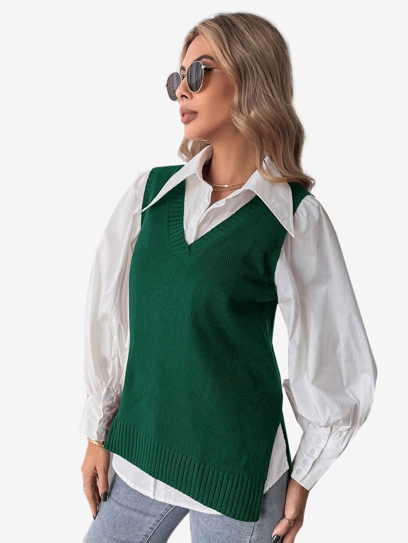 Autumn Split Hem Sweater Vest