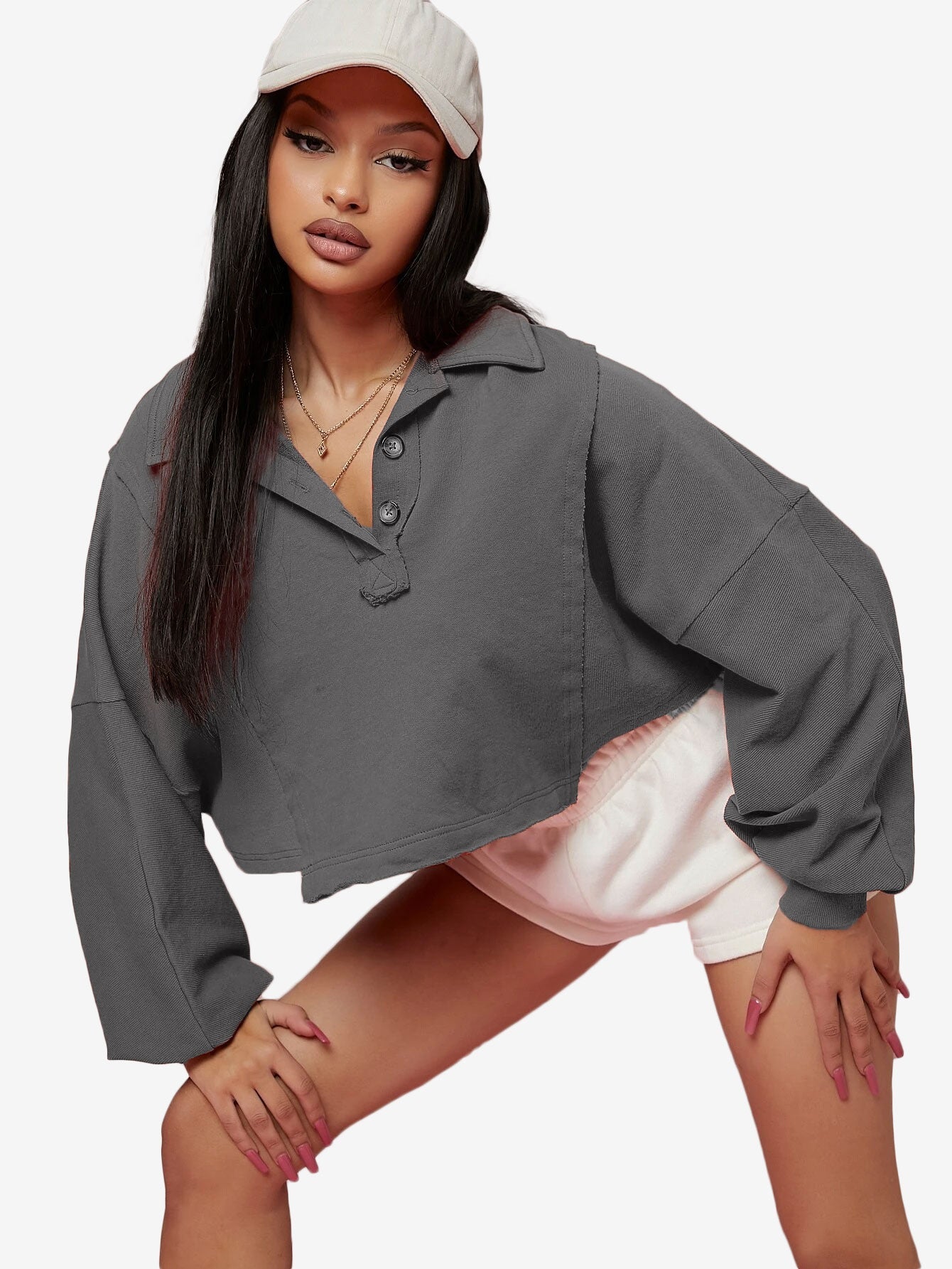 Asymmetrical Small Ruffles Solid Color Leisure