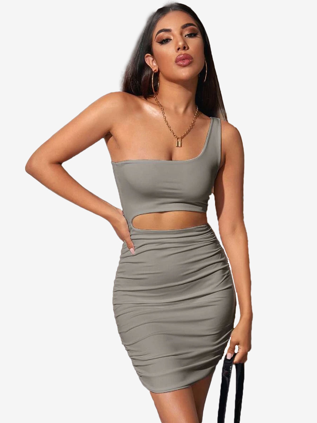 Adorable One Shoulder Cutout Dress