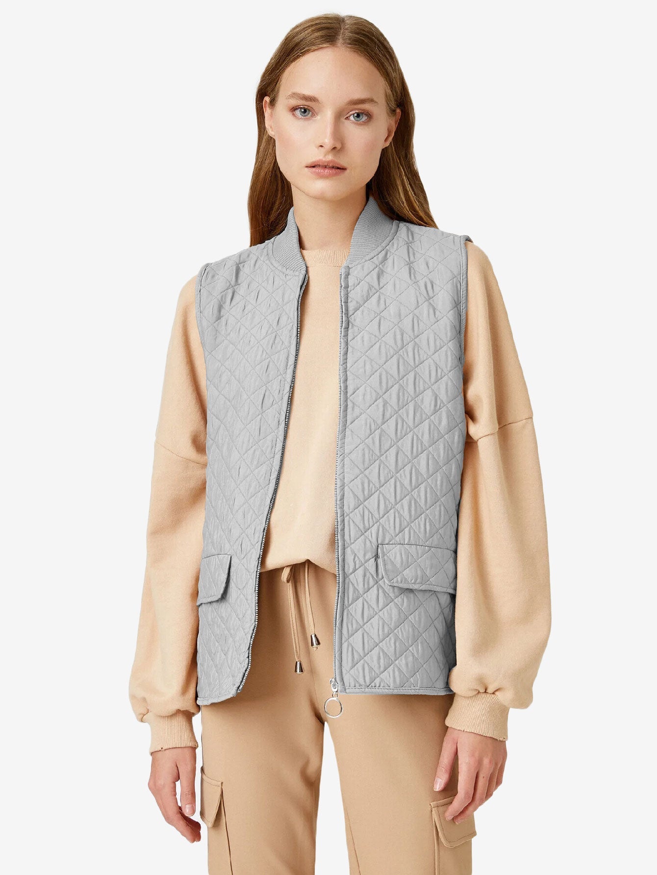 Autumn Zipper Quilted Vest Women