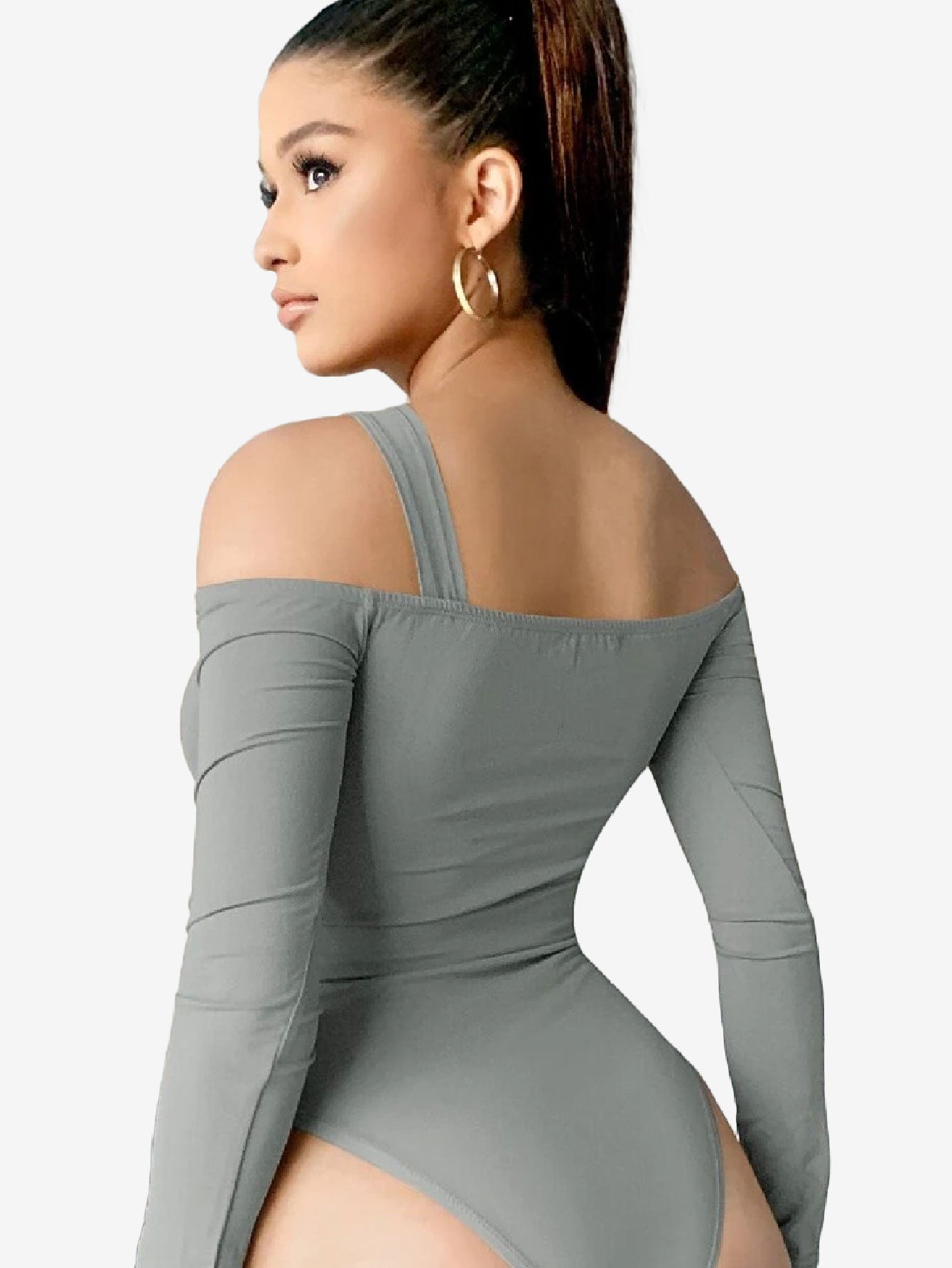 Asymmetrical Neck Cut Out Shoulder Bodysuit