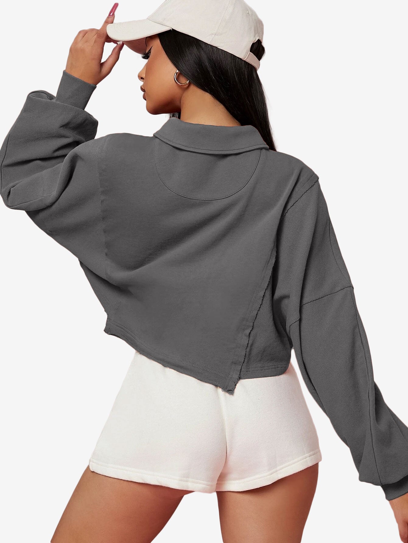 Asymmetrical Small Ruffles Solid Color Leisure