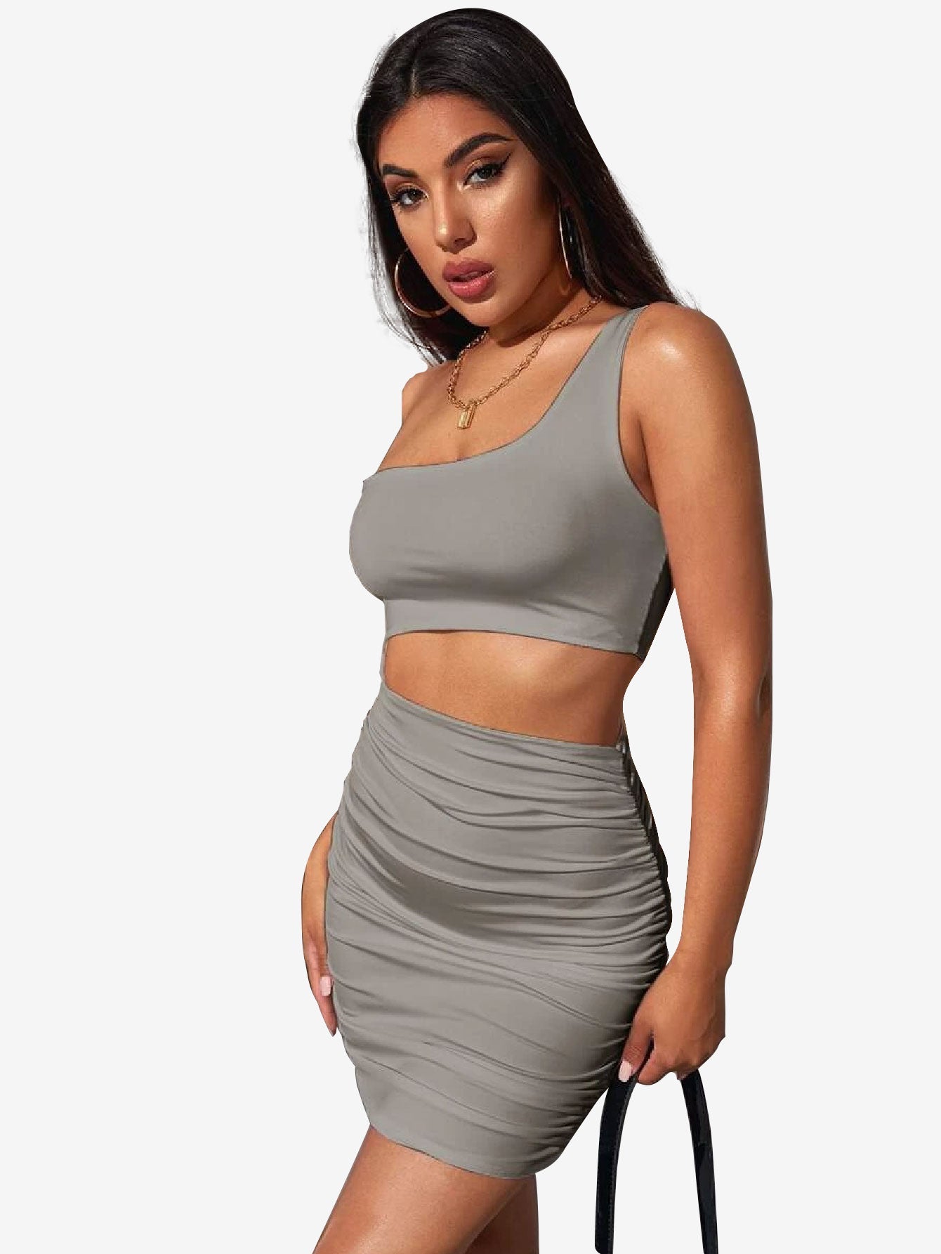 Adorable One Shoulder Cutout Dress