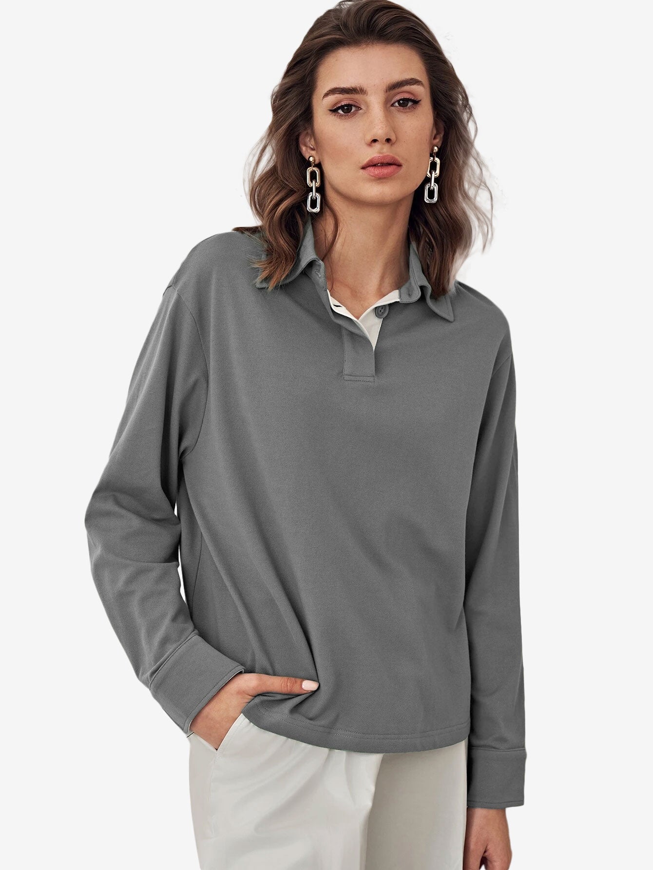 Cotton Basic Button Polo Shirt