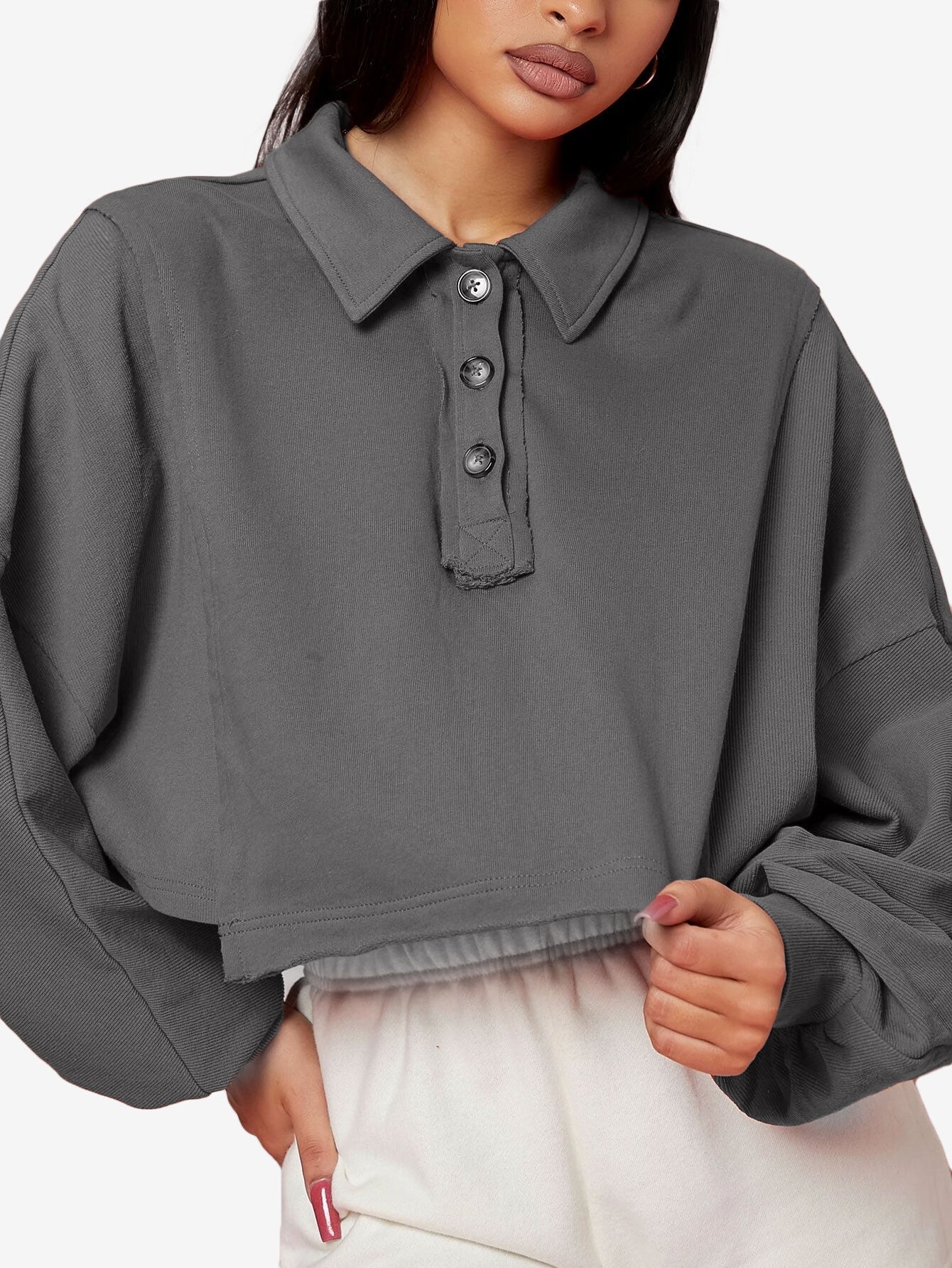 Asymmetrical Small Ruffles Solid Color Leisure