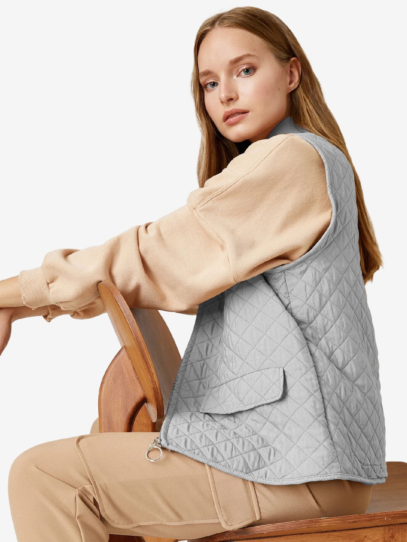 Autumn Zipper Quilted Vest Women