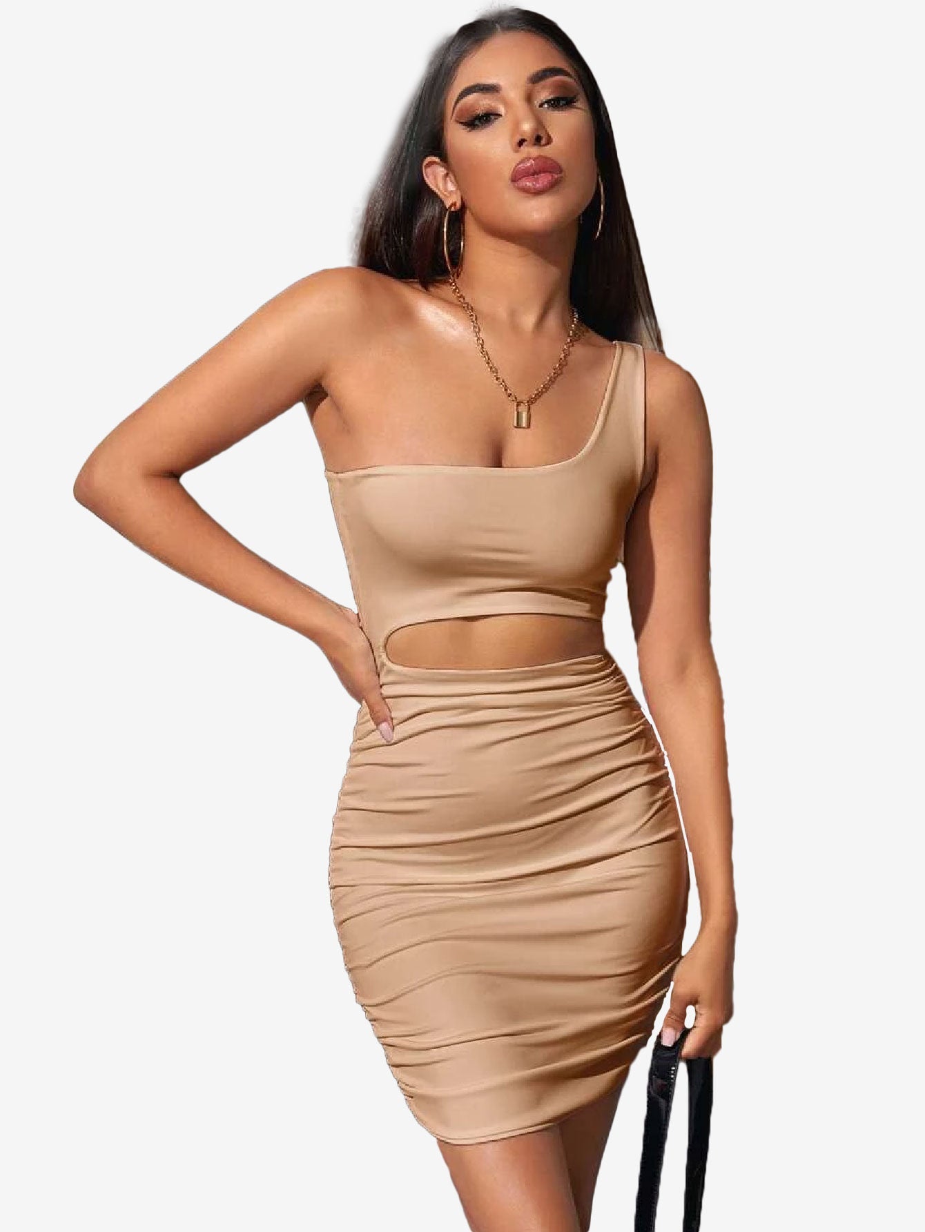 Adorable One Shoulder Cutout Dress