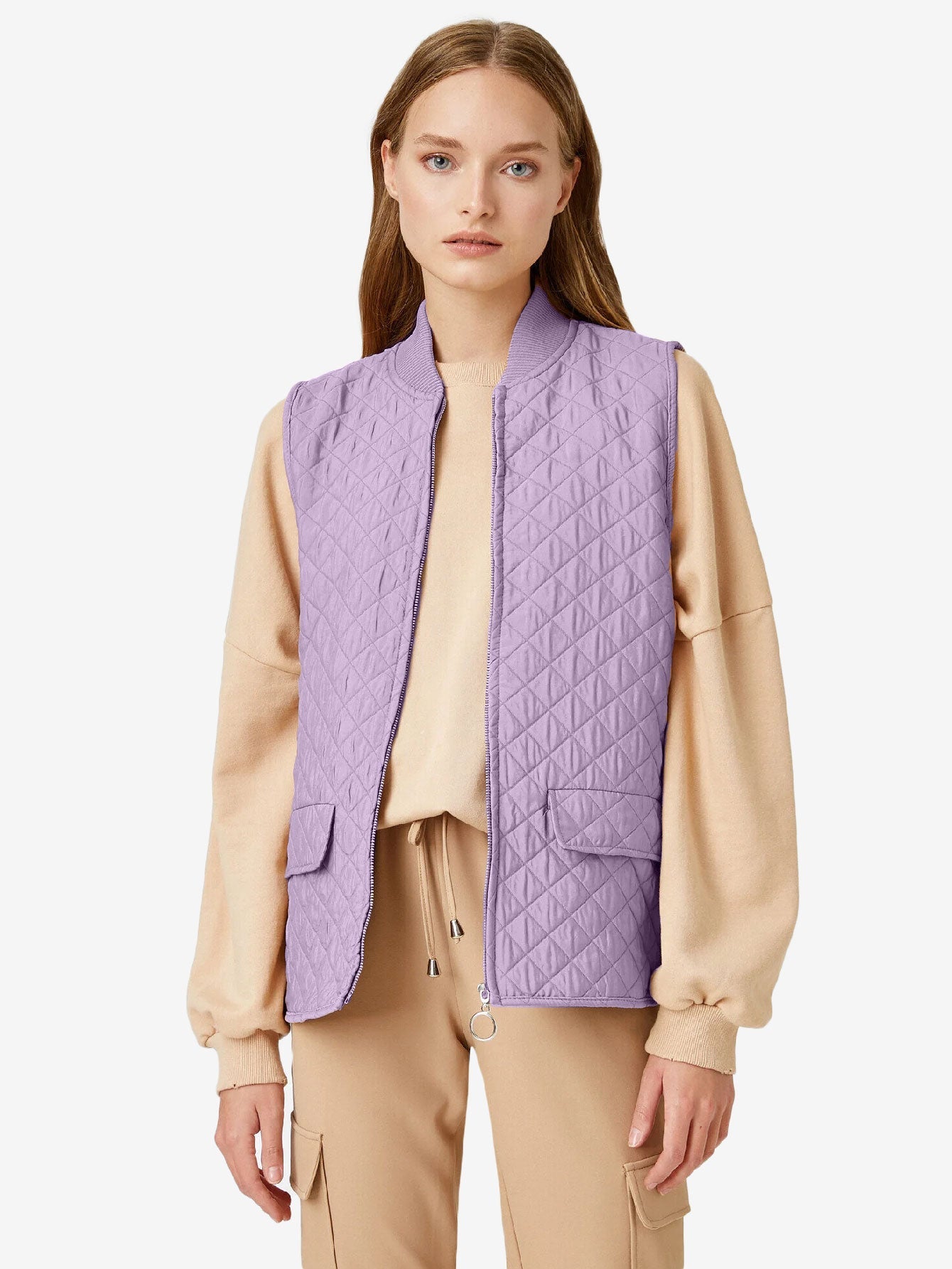 Autumn Zipper Quilted Vest Women