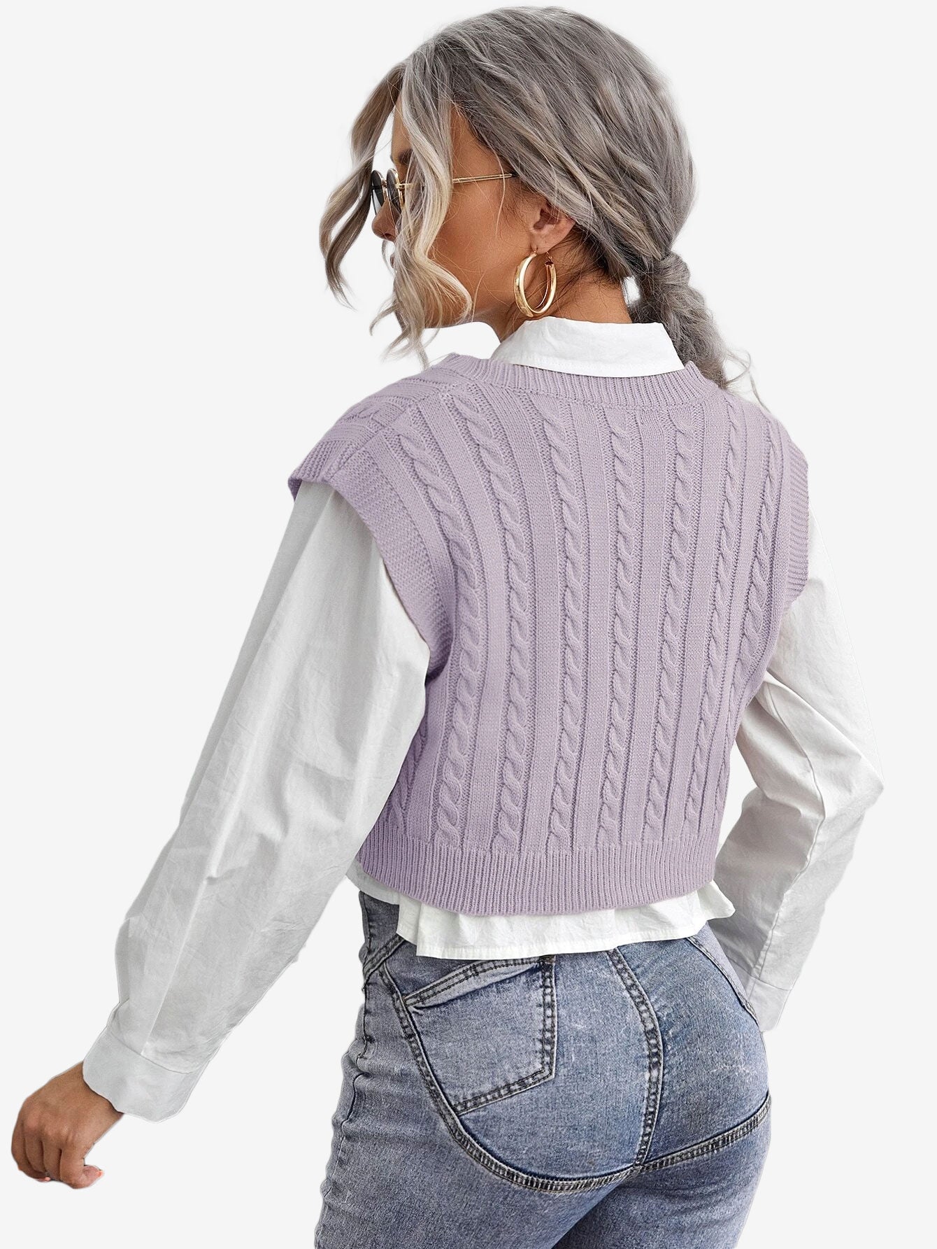 Cable Knit V-neck Sweater Vest