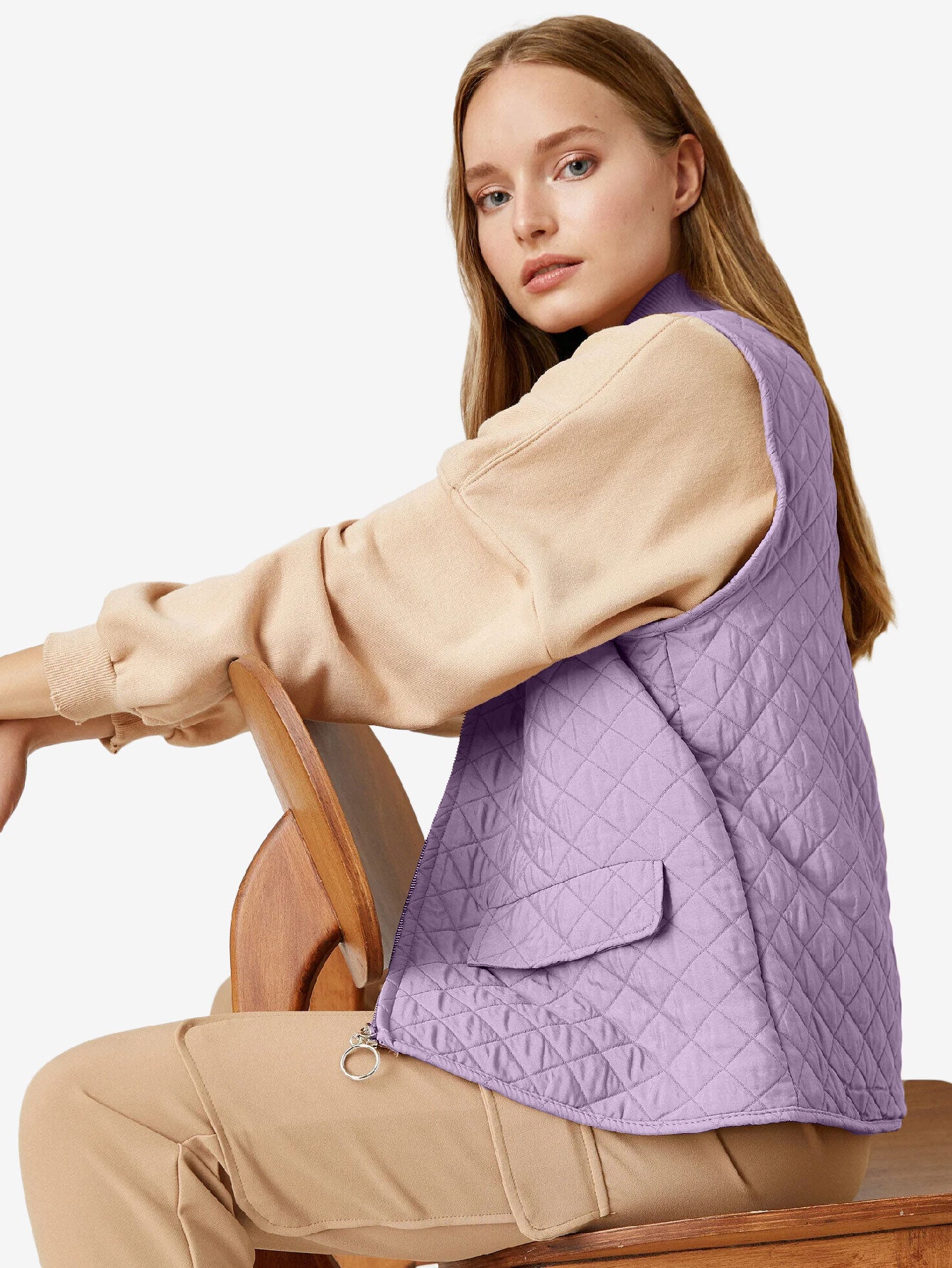 Autumn Zipper Quilted Vest Women