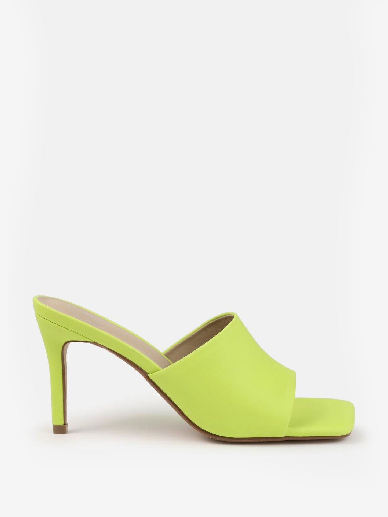 Faux Leather Mid Heel Mule Sandals