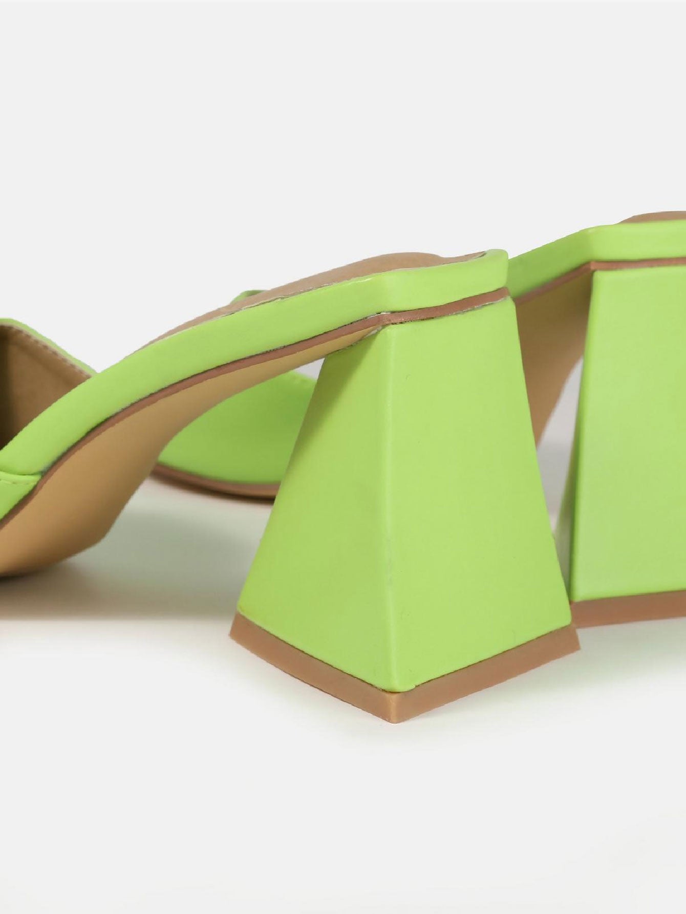 Faux Leather Triangular Heeled Sandals