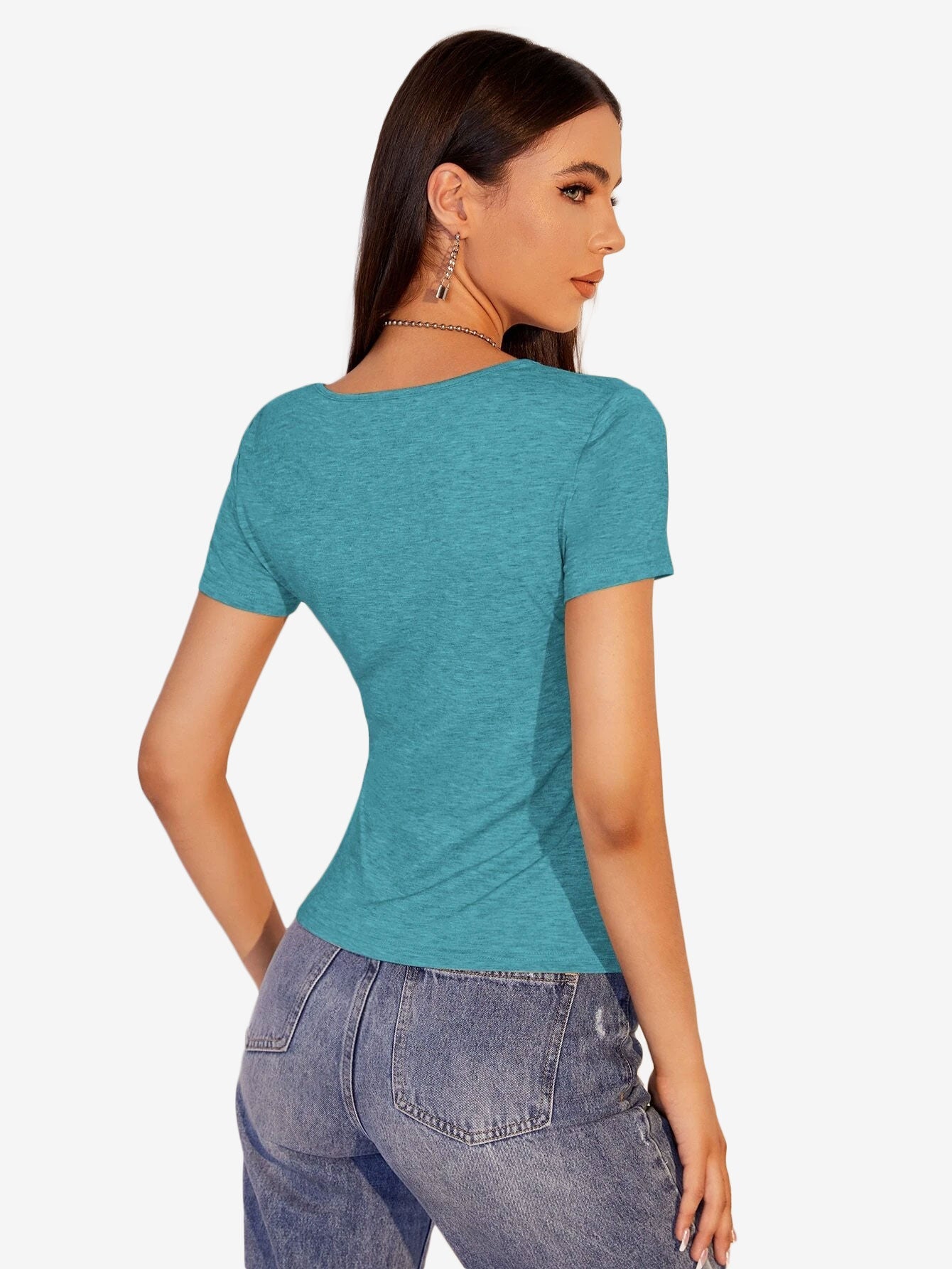 Heathered Knit V-Neck Tee