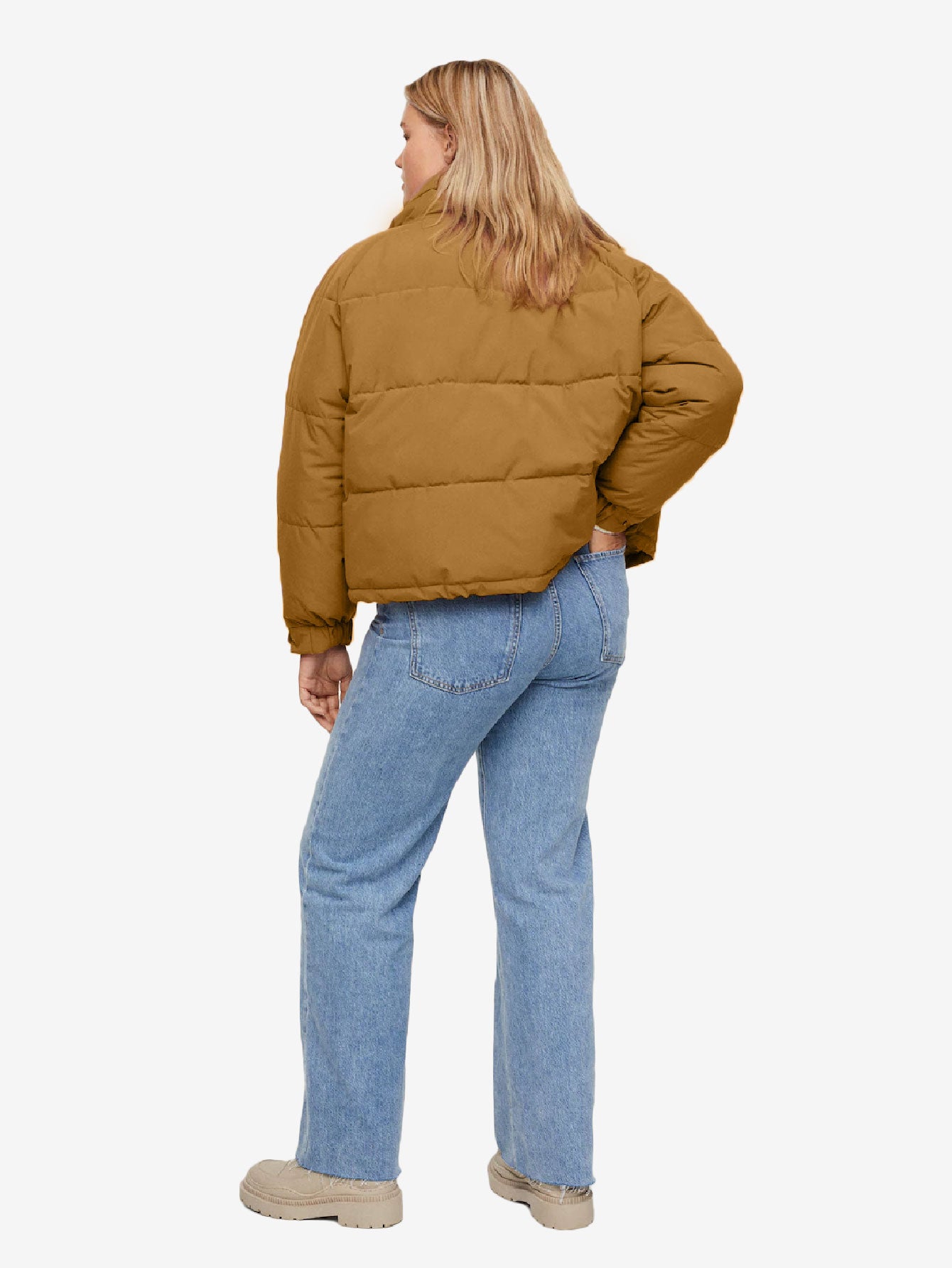 Buttoned Solid Zip Up Quilted Jacket