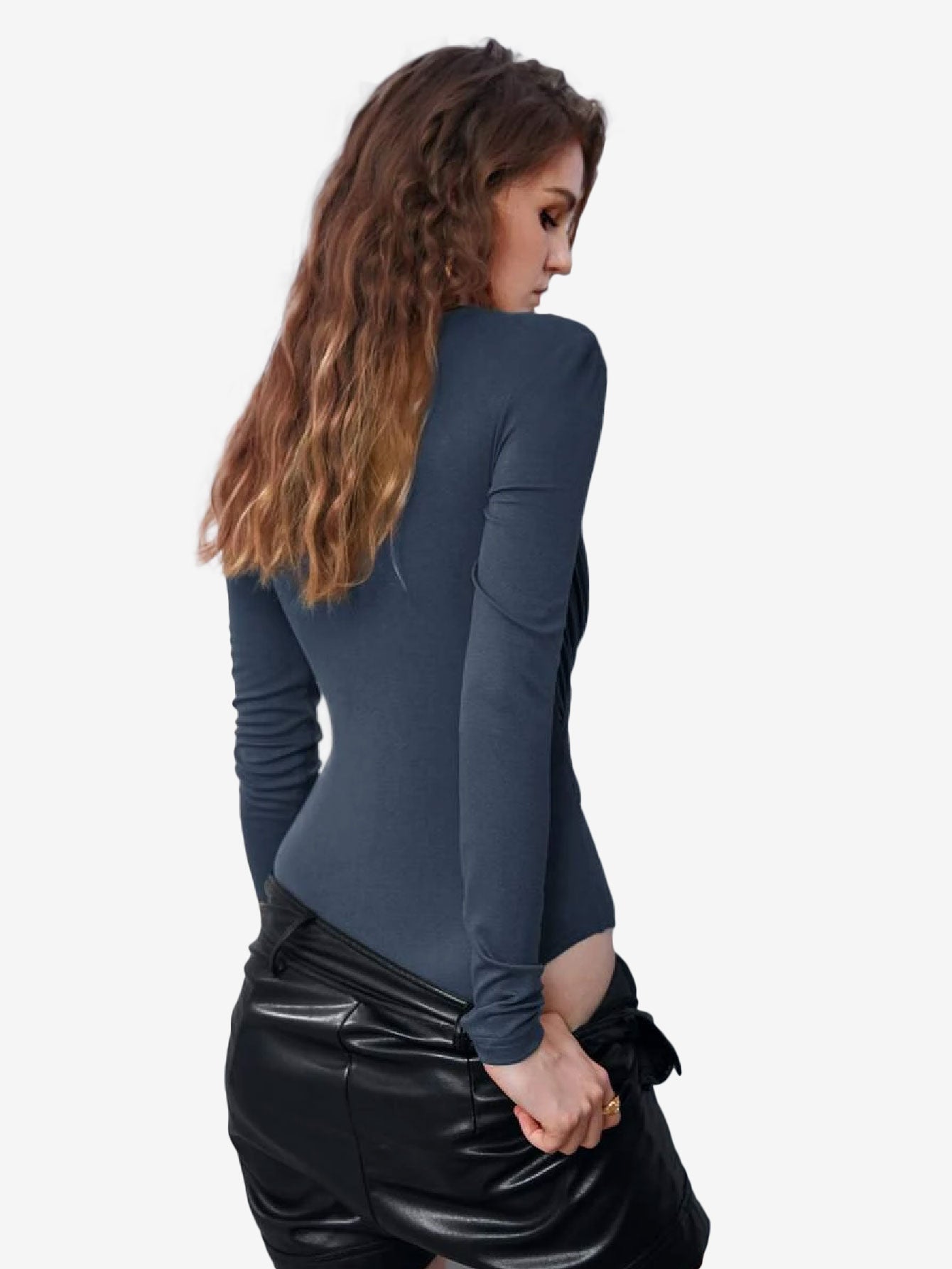 Appealing Neck Puff Sleeve Ruched Bodysuit