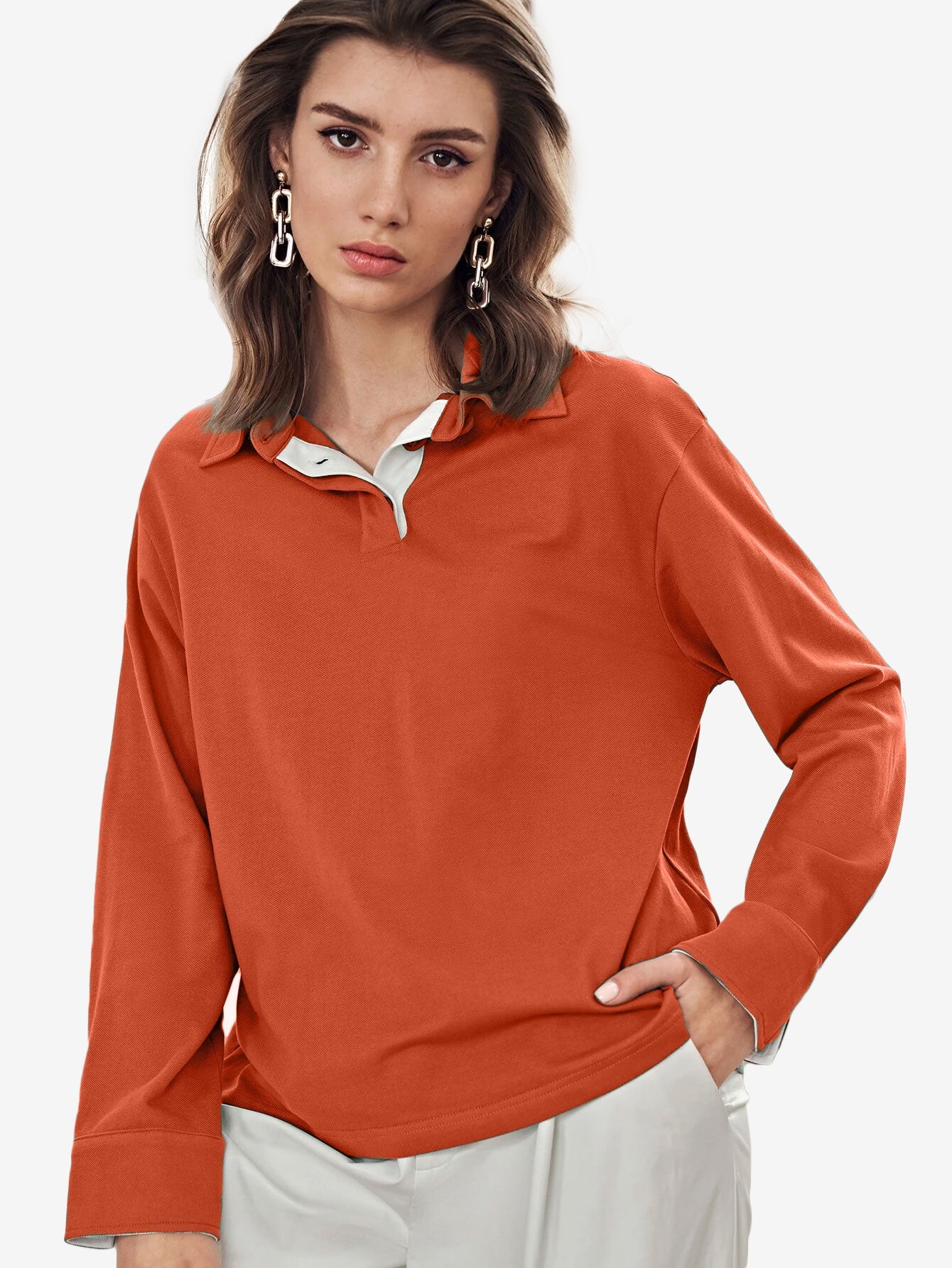 Cotton Basic Button Polo Shirt