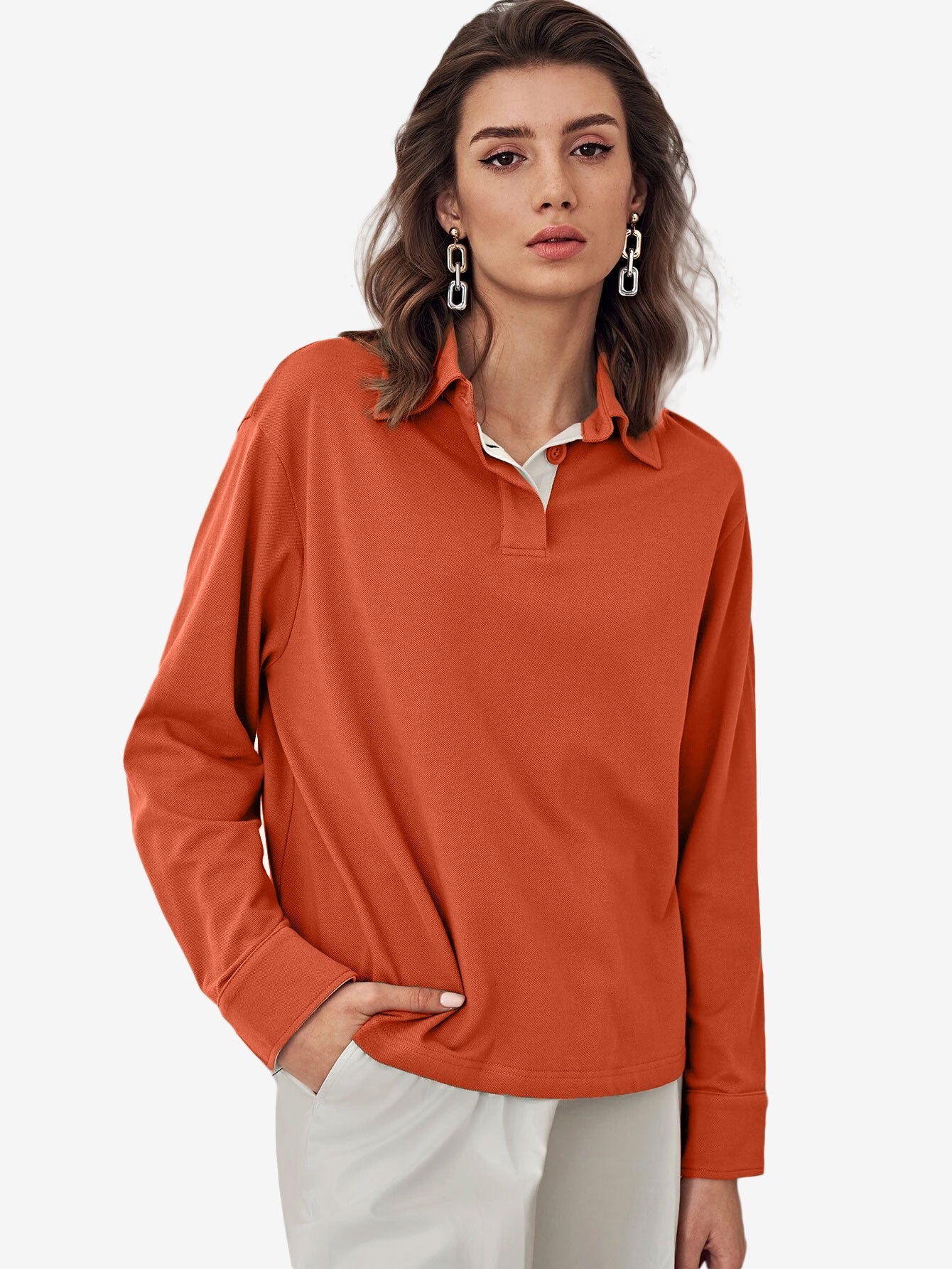 Cotton Basic Button Polo Shirt