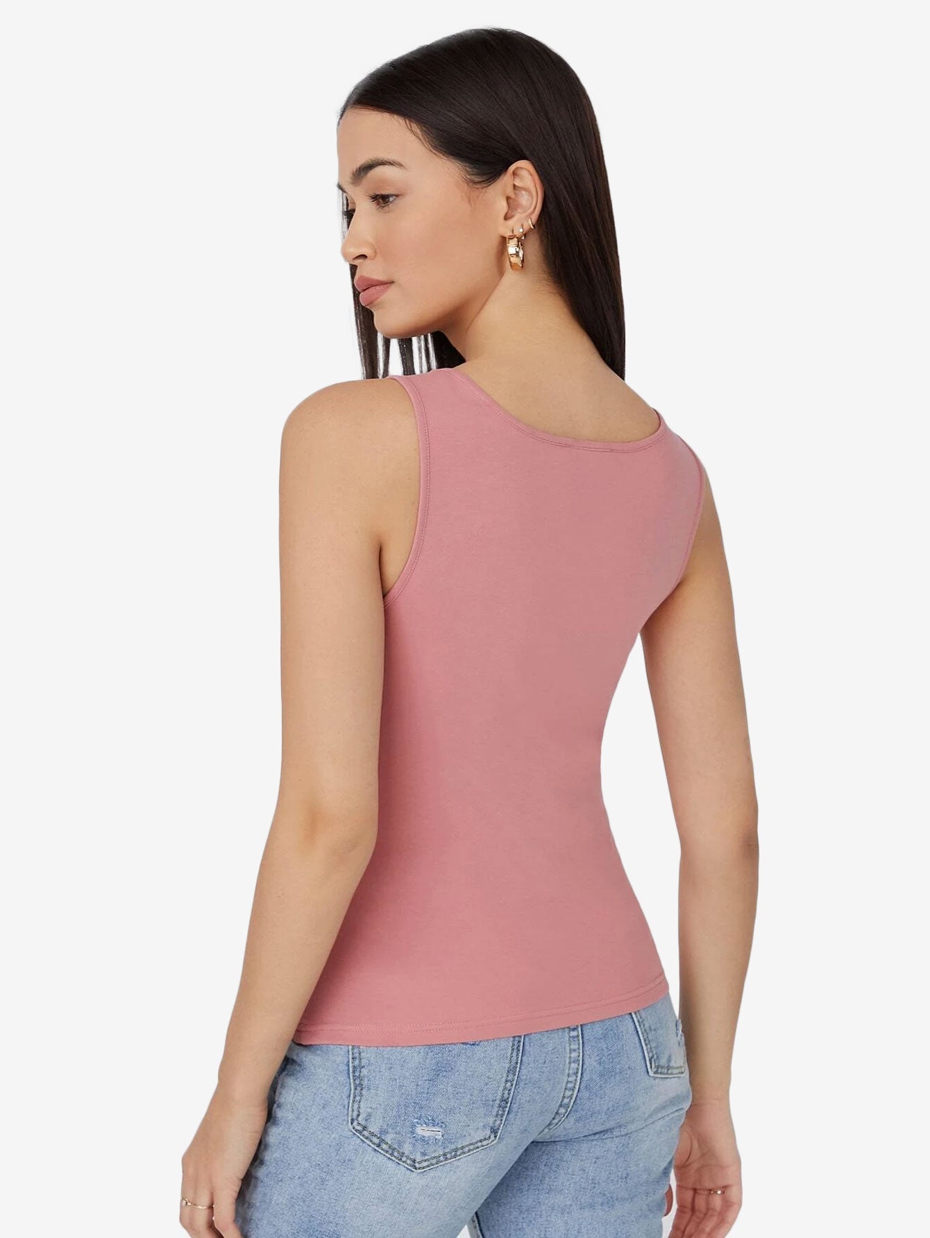 Basics Scoop Neck Solid Tank Top