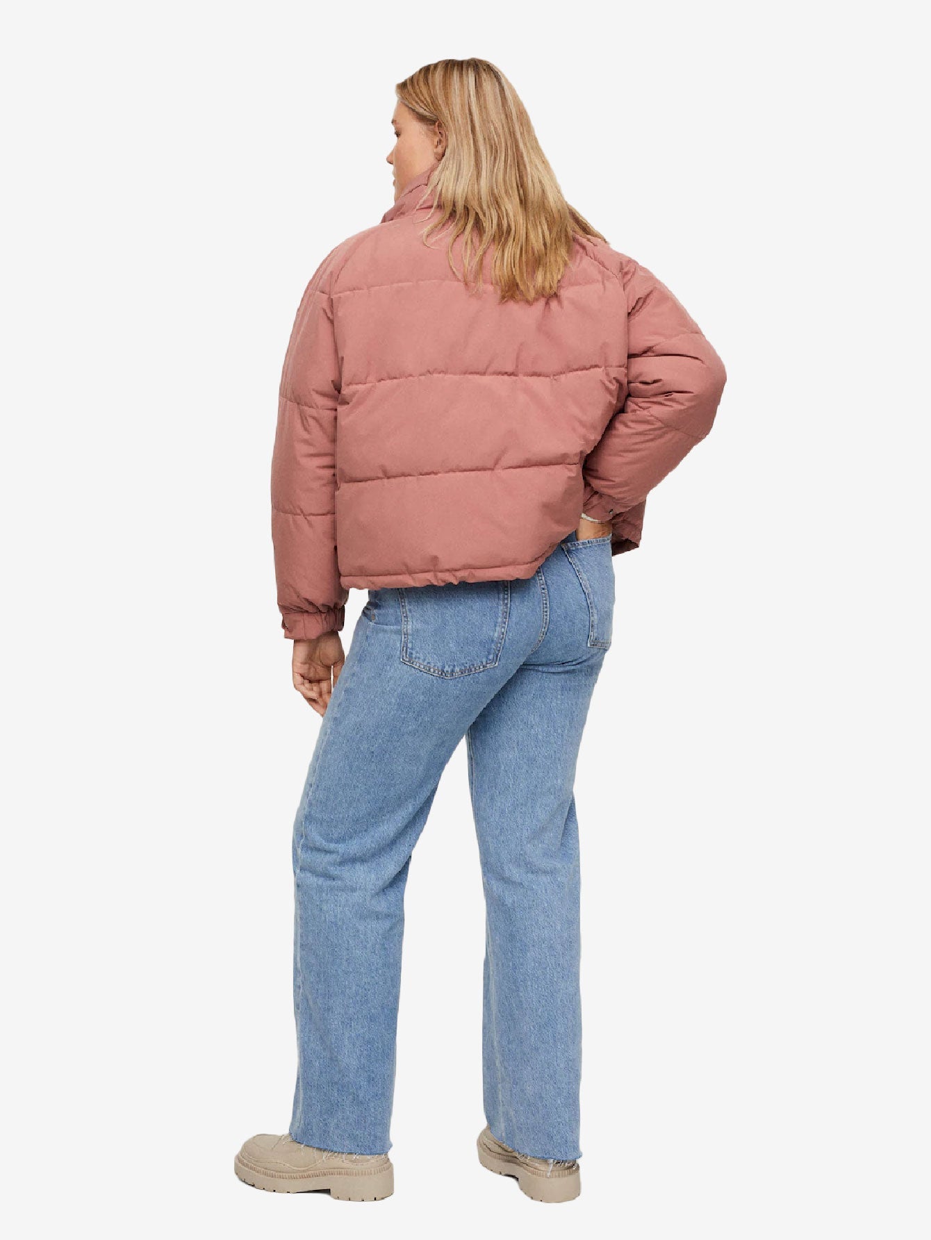 Buttoned Solid Zip Up Quilted Jacket